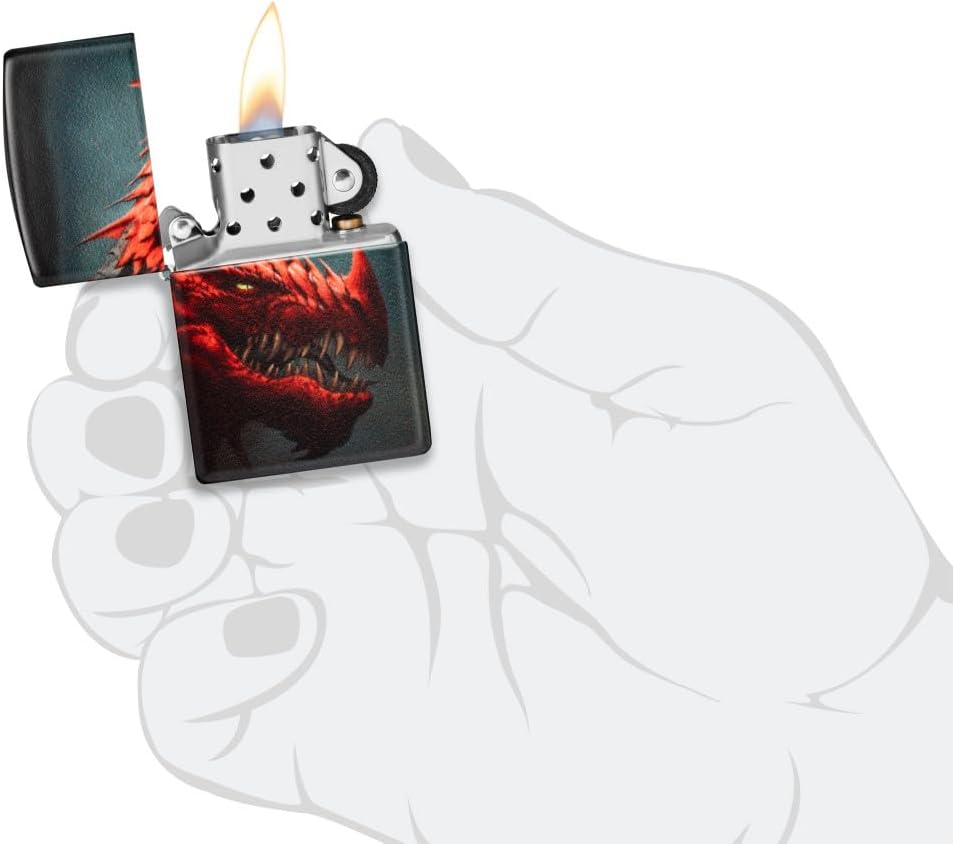 Zippo Red Dragon Design Windproof Lighter, 540 White Matte image number 3