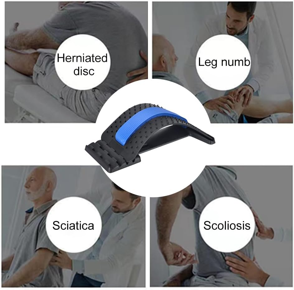 Back Stretcher for Lower Back Pain Relief, Back Cracker Board, 4 Level Adjustable Back Lumbar Massager, Back Stretching Device for Scoliosis, Sciatica Pain Relief, Herniated Disc (Blue) - Purple image number 7