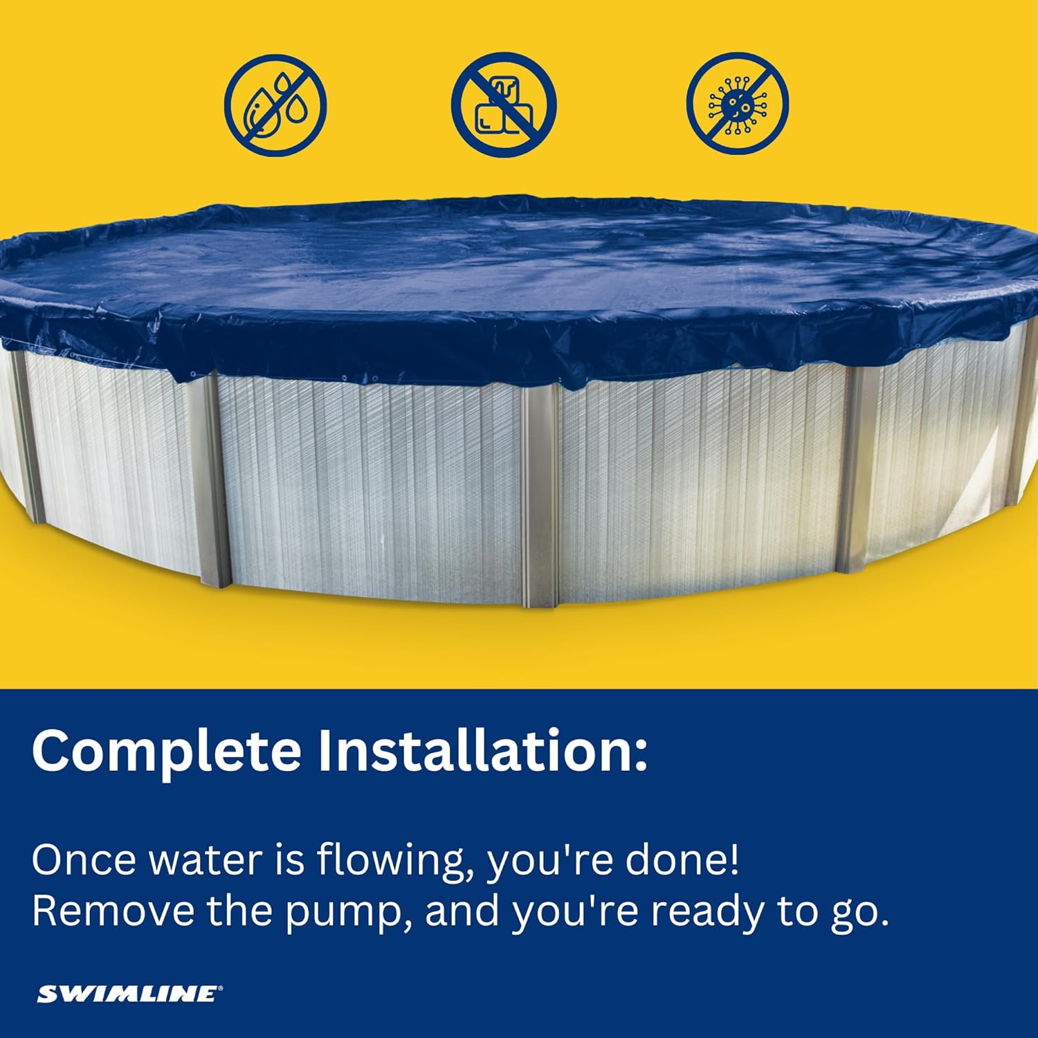 SWIMLINE HYDROTOOLS Original Submersible Pool Cover Water Siphon Pump Automatic Removal for above Ground Swimming Pools, Covers, & Hot Tubs Winterizing Kit |Non Electric Drain Hose Cover Saver 5436 image number 1