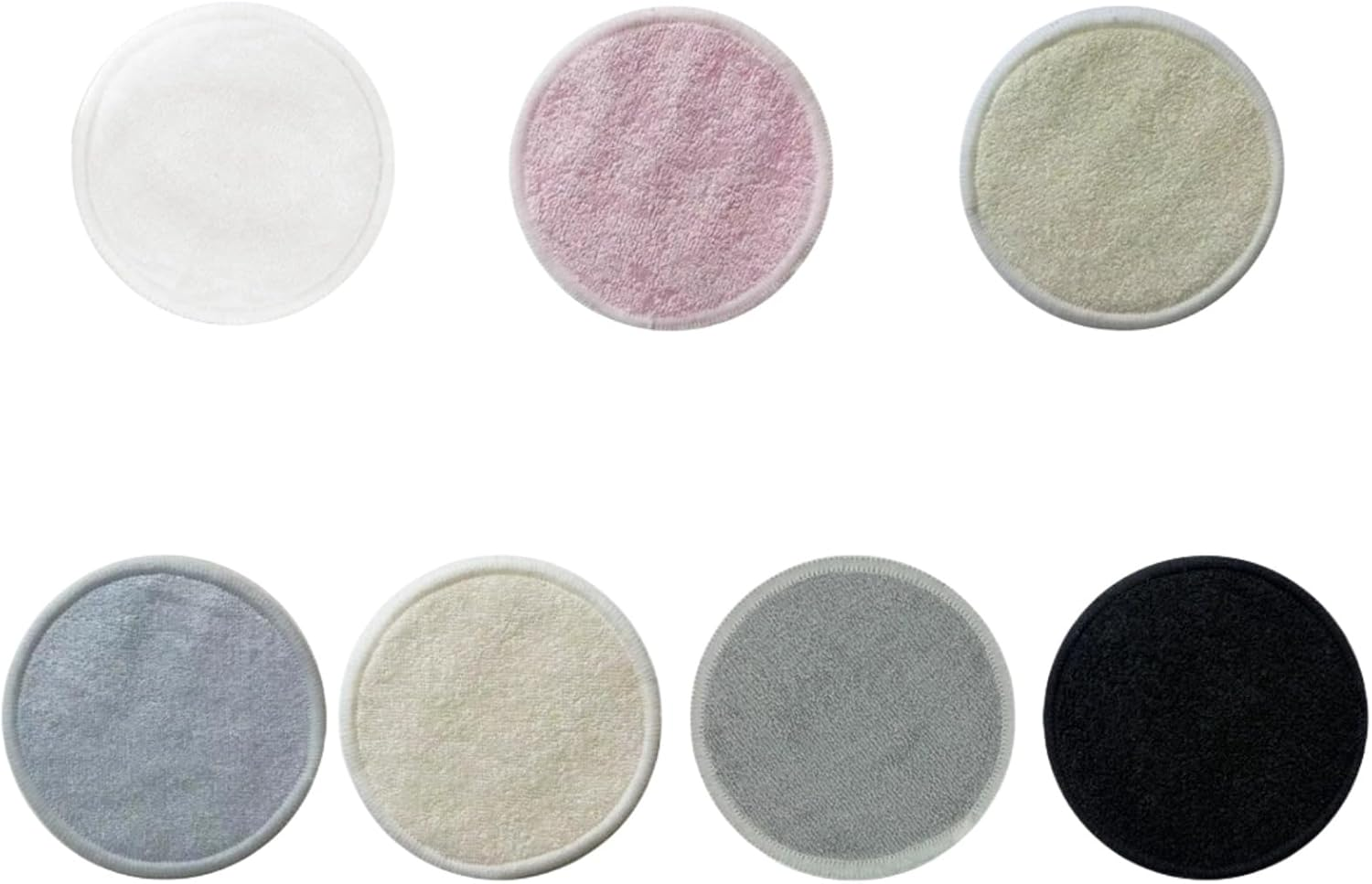 Reusable Makeup Remover Pads - 7 Pcs Soft Cotton Rounds for Face with Friendly Bamboo Fiber, Washable Makeup Remover Cloth for All Skin Types - Ideal for Facial Cleansing (7 Colour)