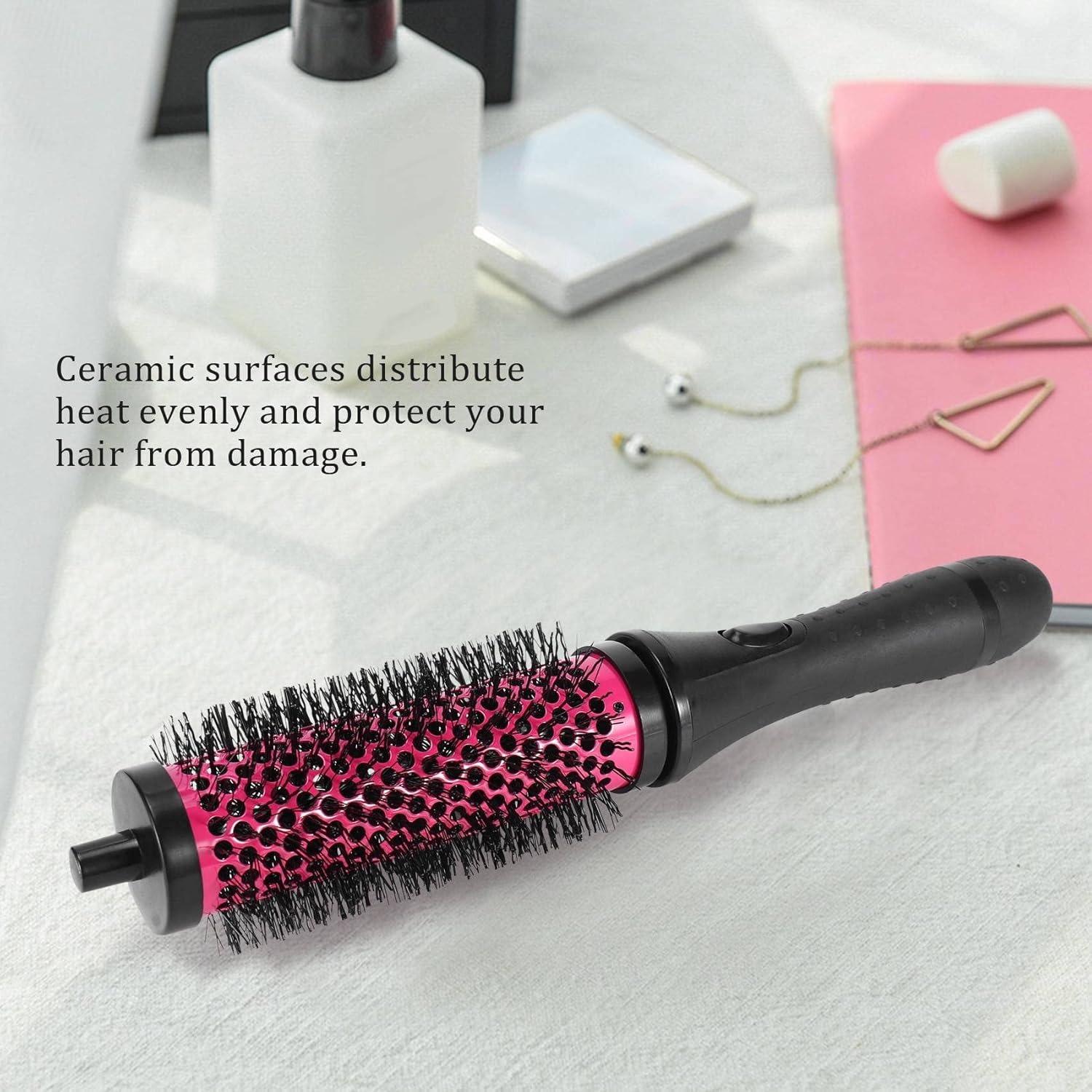 6Pcs/Set 3 Sizes Detachable Handle Hair Roller Brush with Positioning Clips Aluminum Ceramic Curler Comb Hairdresser image number 2