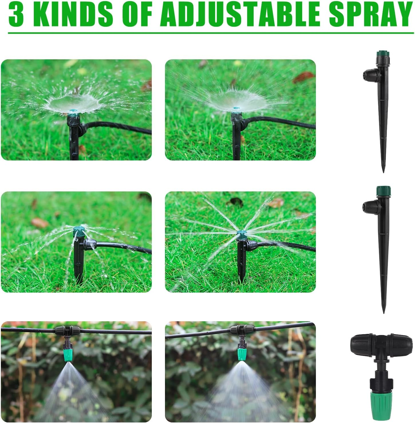 124FT Drip Irrigation Kit,Automatic Irrigation System Garden Watering Misting System with 1/4 Inch 1/2 Inch Irrigation Tubing Hose for Yard, Lawn,Greenhouse