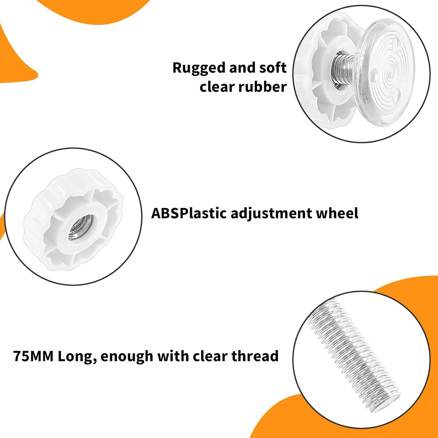 4 Pack Baby Gate Replacement Parts Threaded Spindle Rod 8Mm (M8), Pressure Mount Stair Accessories, Baby and Pet Safety Gate Repair Kit to Improve Home Store Security, (White, 4) image number 4