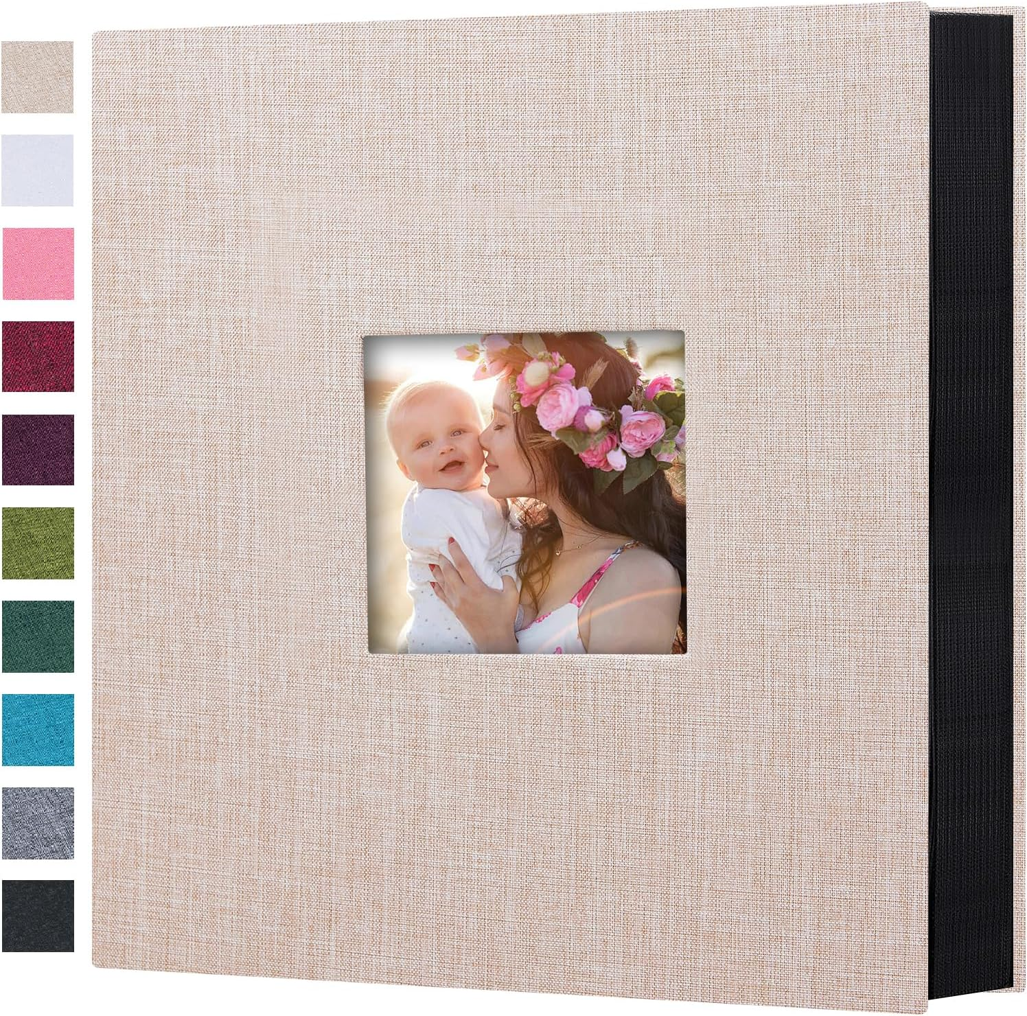 Mublalbum Small Photo Album 4X6 200 Photos Linen Cover Picture Book with Horizontal Pockets for Wedding Family Anniversary and Baby (Gray)