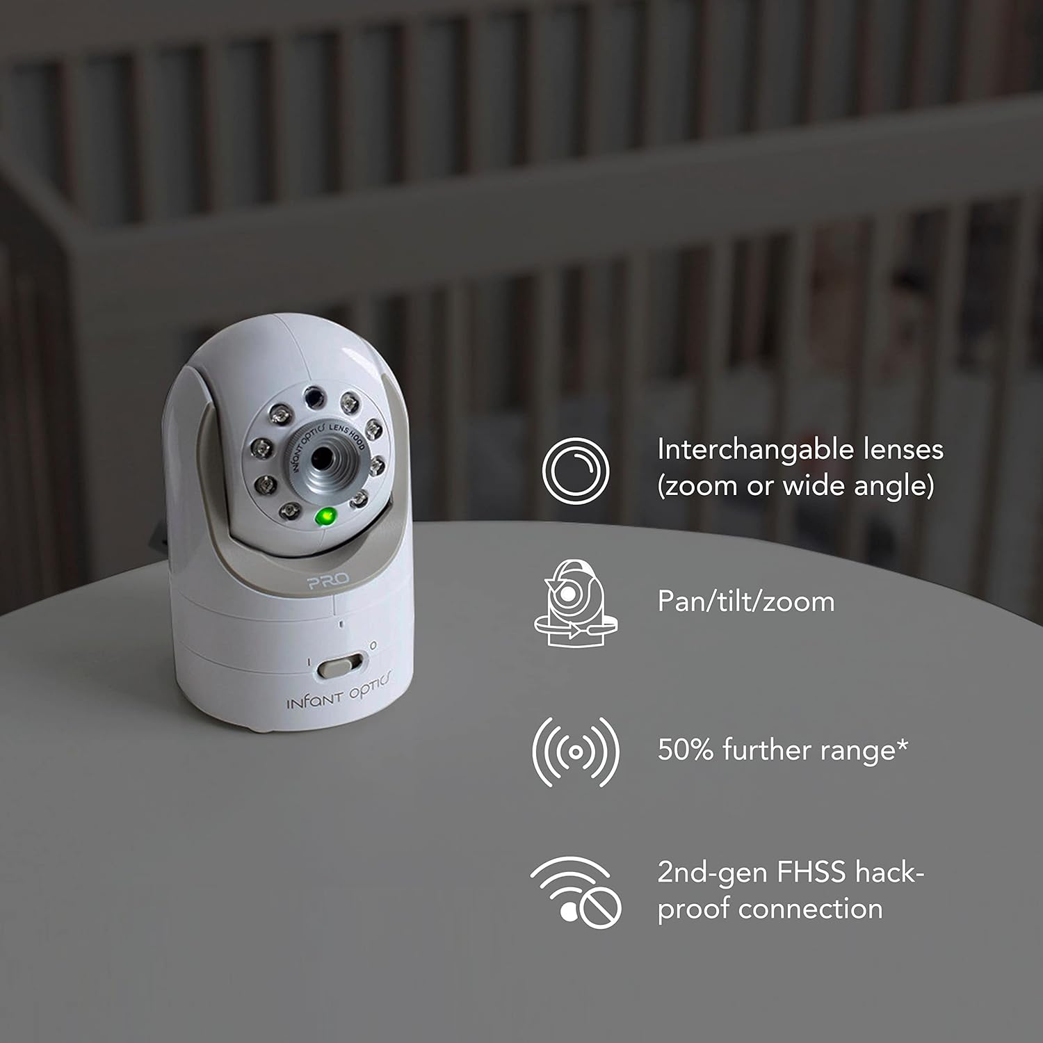 Infant Optics DXR-8 PRO Video Baby Monitor, 720P HD Resolution 5" Display, Patented A.N.R. (Active Noise Reduction), No Wifi, Pan Tilt Zoom, and Interchangeable Lenses image number 4