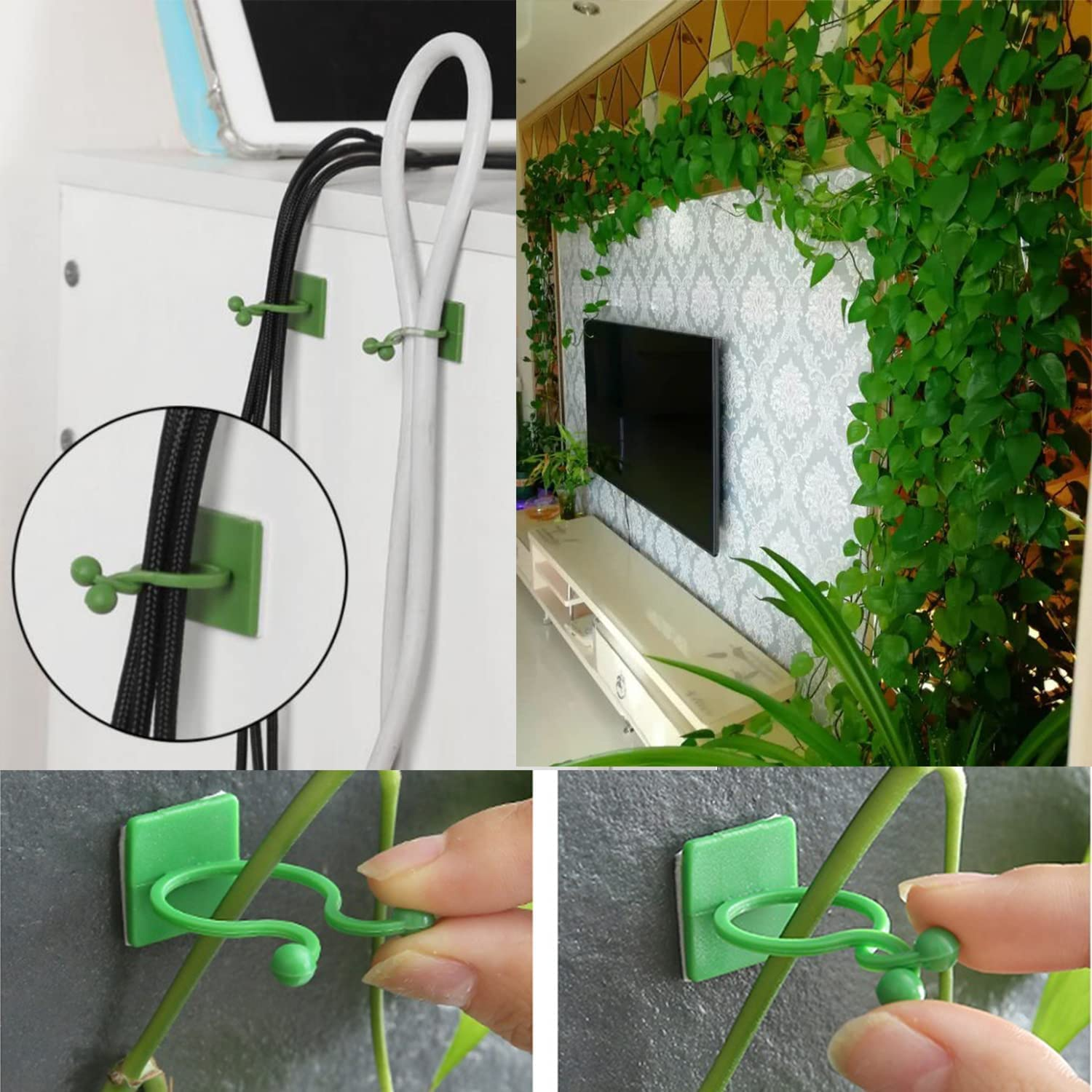 100 Pcs Plant Climbing Wall Fixture Clips, Self-Adhesive Vine Holder for Garden, Home, Cable Wire Fixing - Invisible Shape for Climbing Plants image number 3