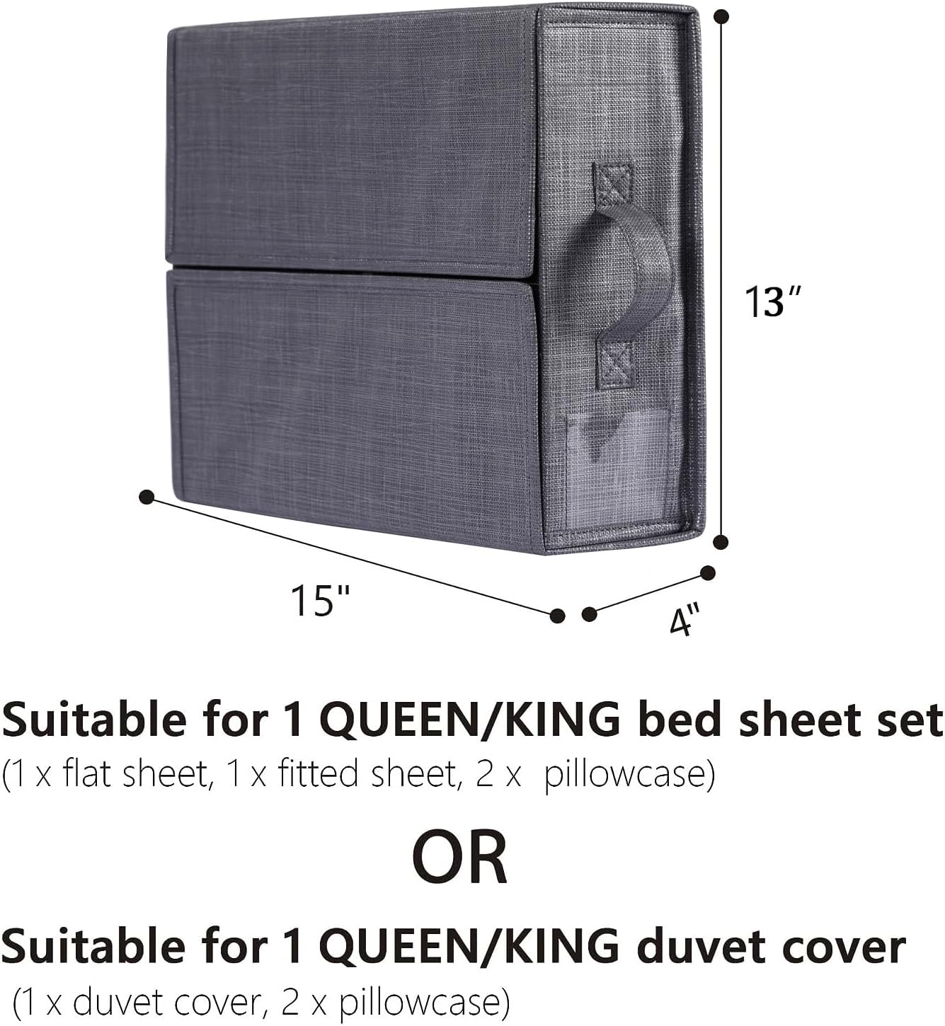 Bed Sheet Organizers and Storage 2 Pack, Foldable Sheet Organizer for Linen Closet, Bedding Folder Storage Box Container for Blanket, Duvet Cover Set, Organizing Bedding Container image number 6