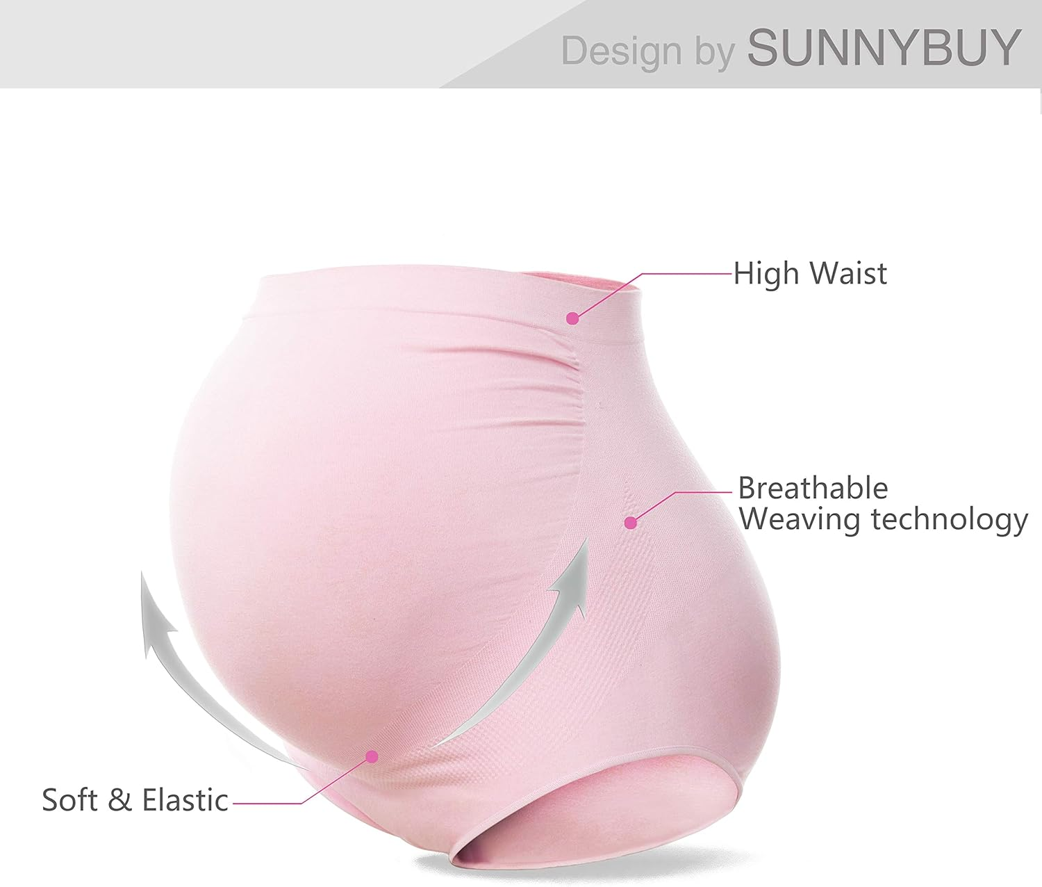 SUNNYBUY Women'S Maternity High Waist Underwear Pregnancy Seamless Soft Hipster Panties over Bump image number 3
