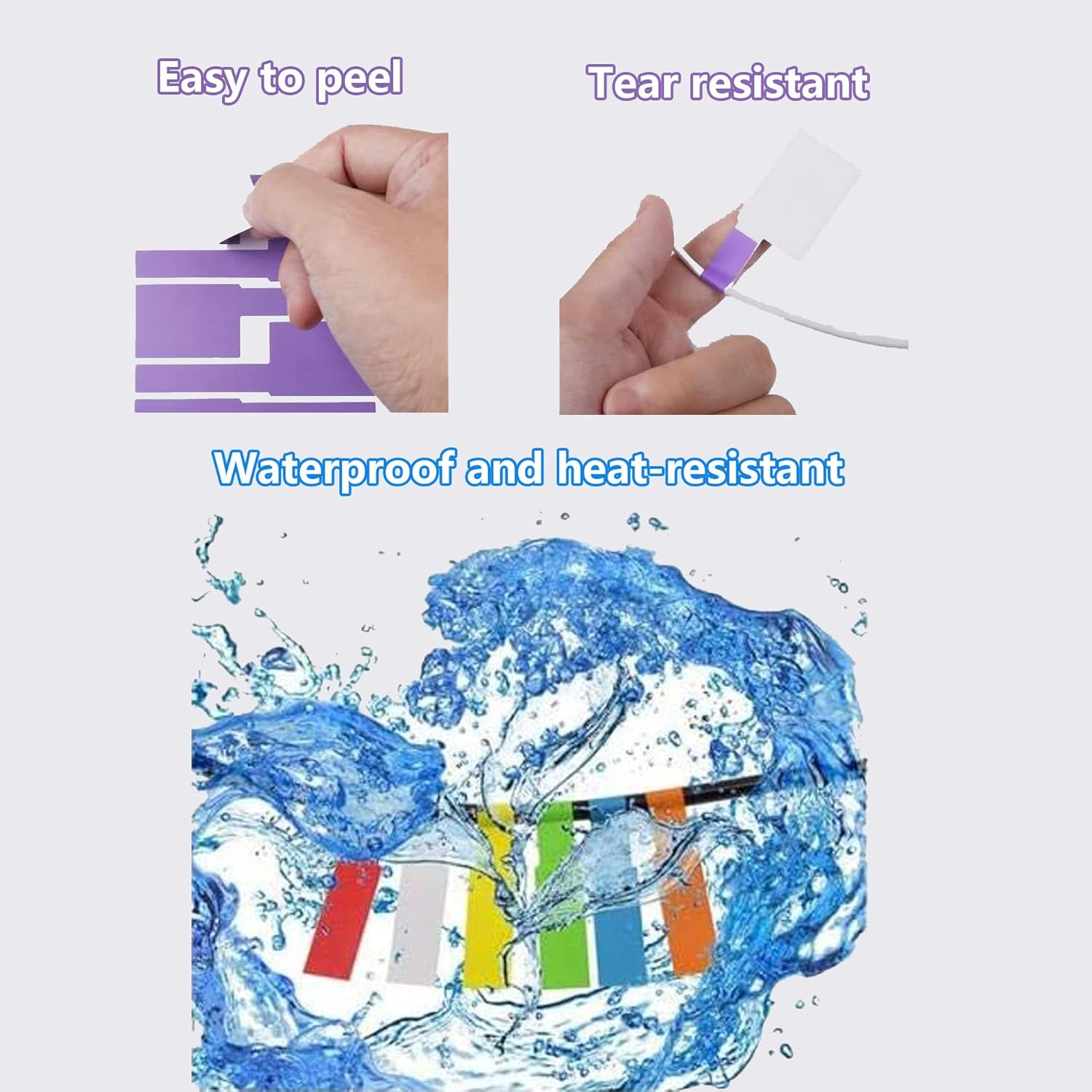 300Pcs Cable Labels, 10 Colors Colorful Cord Labels Self Adhesive Waterproof Stickers for Cables Laser Printer Labeling Various Charger Cords,Cables Handwriting for Computer Wire Cable Management&hellip; image number 1