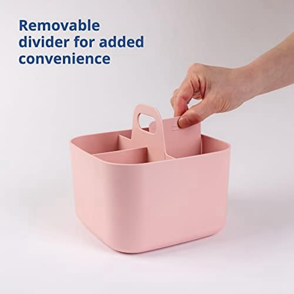 Veumoie 2-Pack Blue Plastic Organizers with Handle, Stackable, Art & Makeup Storage