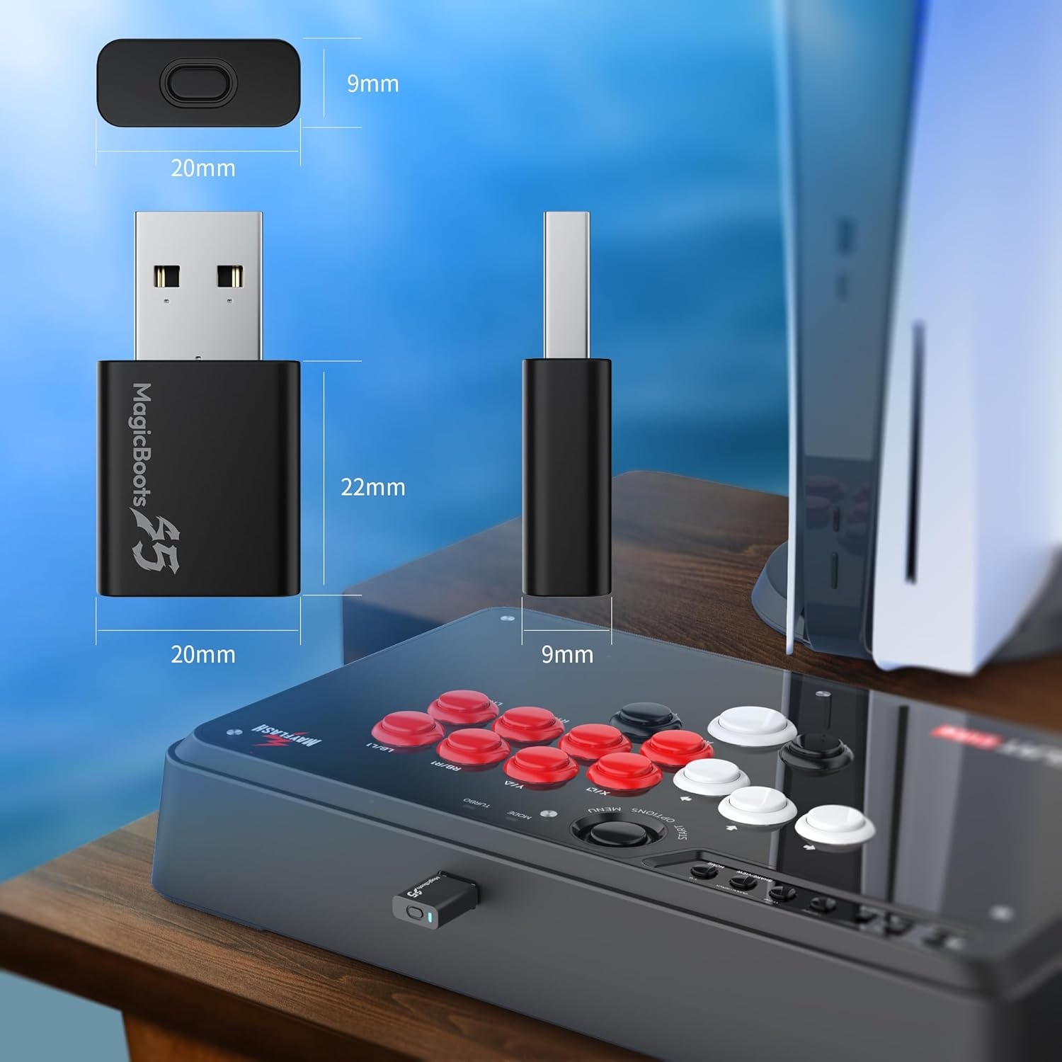 MAYFLASH Magicboots-S5 FPS Adapter Arcade Joystick Converter for F300, F300 Elite, F500, F500 Elite, F500 Flat and More