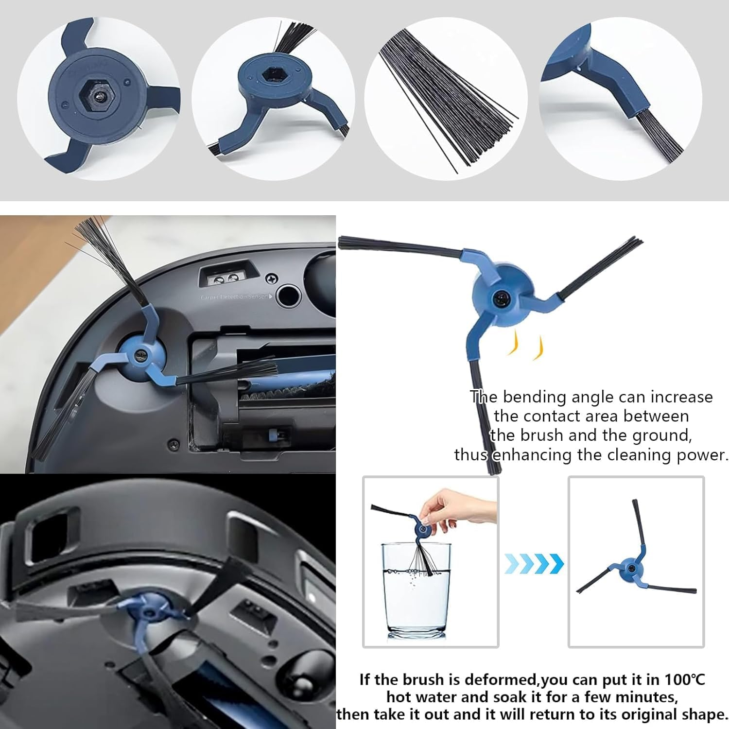 X10 Pro Omni Accessories Compatible with Eufy X10 Pro Omni Robot Vacuum Cleaner, Replacement Parts with 1 Roller Brush, 4 Dust Bags, 6 Side Brushes, 4 Mop Pads, 4 Filters image number 4