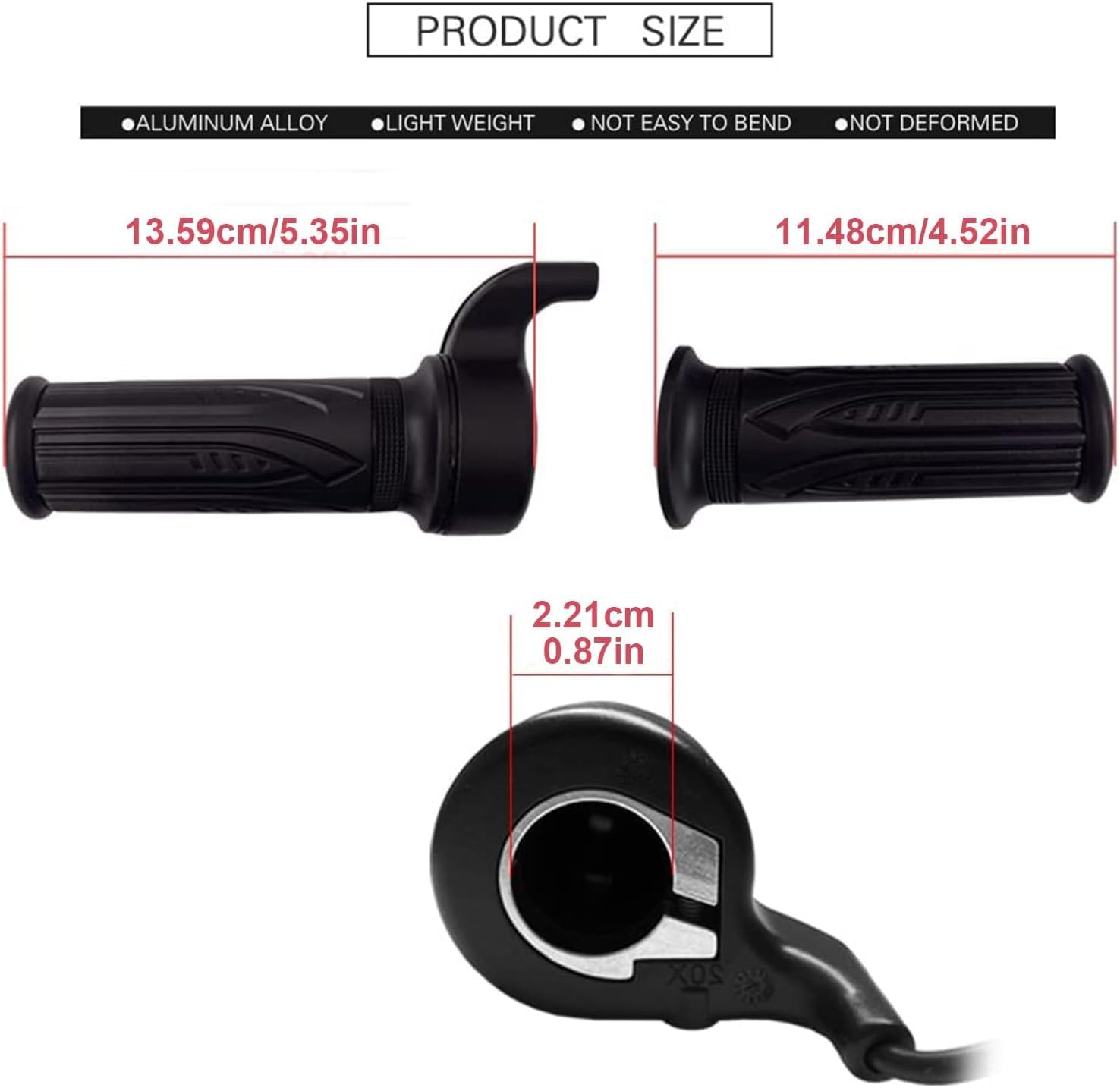 20X Full Twist Throttle for Ebike, Electric Bike Full Right Hand Grip Throttle, 3 PIN Sm/Waterproof Plug image number 1