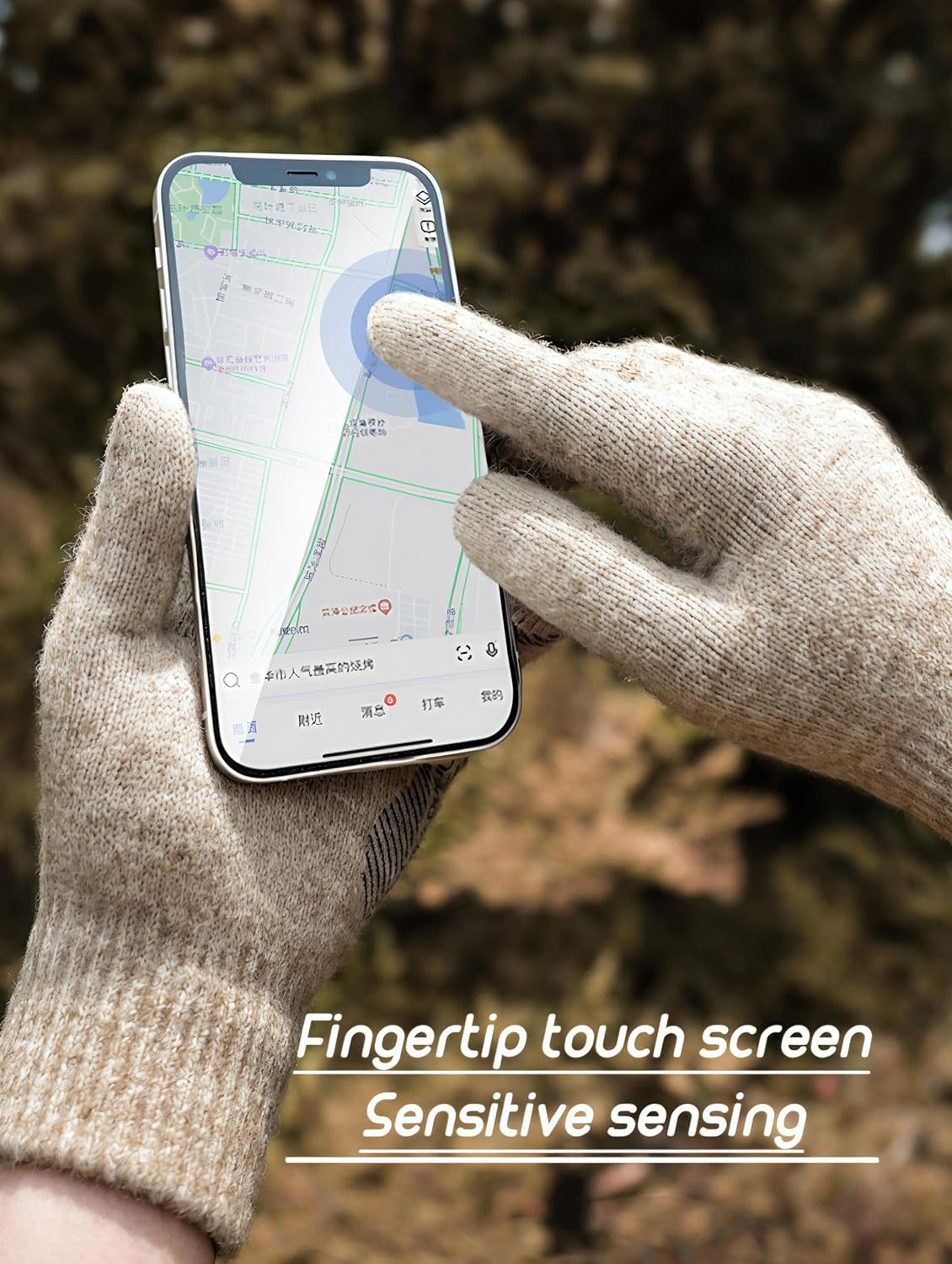 Father'S Day Ideal Gift Thermal Knit Gloves,Fleece Lined Winter Gloves for Men,Grey Thick Warm Wool Gloves,Non-Slip & Anti-Pilling,Touchscreen Compatible（L-Xl） image number 1