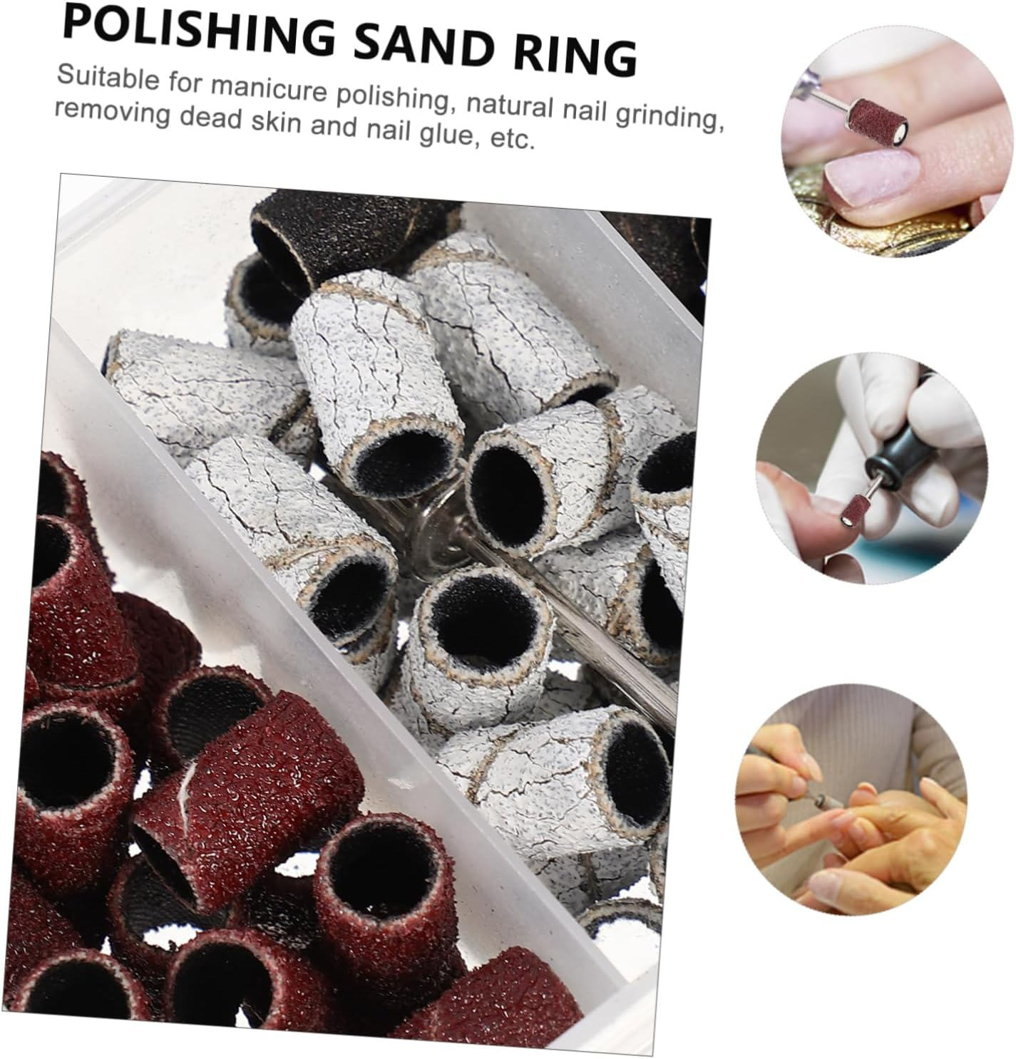 MERRYHAPY 75Pcs Professional Nail Art Shop Tool Environmental-Friendly Material Polishing Ring Nail Sanding Bands Fine