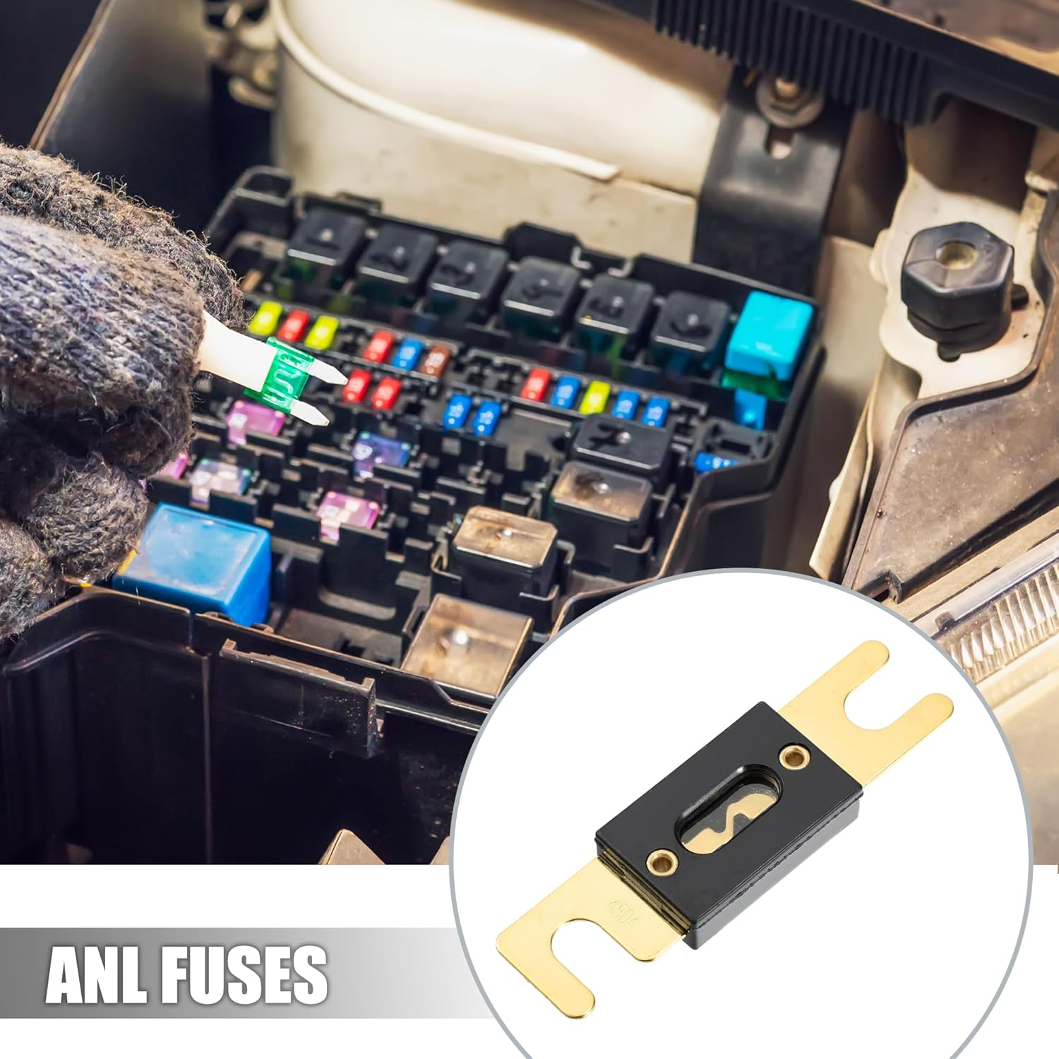 X AUTOHAUX 6Pcs 450A Gold Tone Plated ANL Fuse Universal Fit for Inverters Car Vehicle Truck Audio image number 5