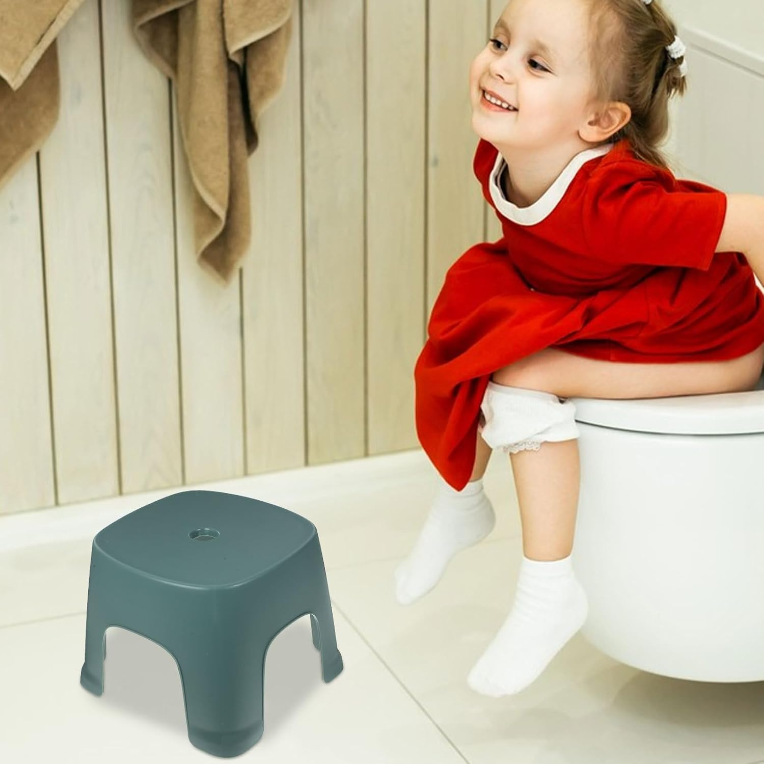 PRETYZOOM Toddler Step Stool, Non-Stick Plastic Potty Training Tool, Height Adjustable Foot Stepping Stool for Kitchen, Bathroom image number 2