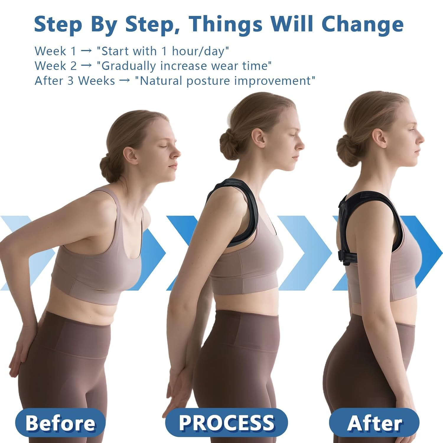 Posture Corrector for Women & Men, Adjustable Upper Back Brace with Anti-Chafing Pads for Neck/Shoulder/Back Pain Relief, Breathable Invisible Posture Brace for Office, Driving, Fitness. (Black, Medium) image number 2