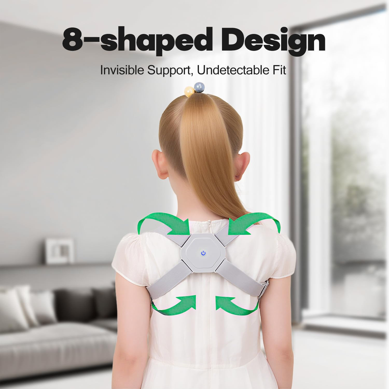 WEKUBA Posture Corrector - Adjustable Back Brace for Kids & Adults, Smart Vibration Alert, Rechargeable Design, Supports Healthy Sitting & Standing Posture, Helps Prevent Hunchback & Nearsightedness image number 2