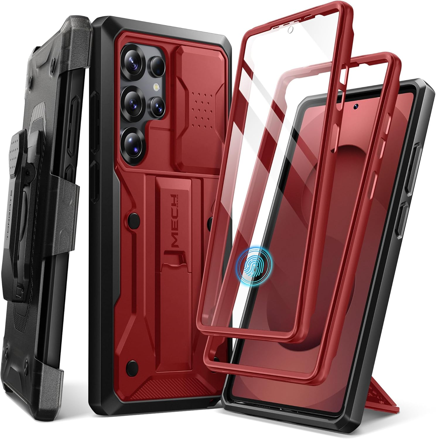 TONGATE for Samsung Galaxy S25 Ultra Case, [Built-In Slide Camera Cover & Screen Protector] [2 Front Frames] Full-Body Heavy Duty Shockproof S25 Ultra Phone Case with Stand & Belt Clip Holster, Green