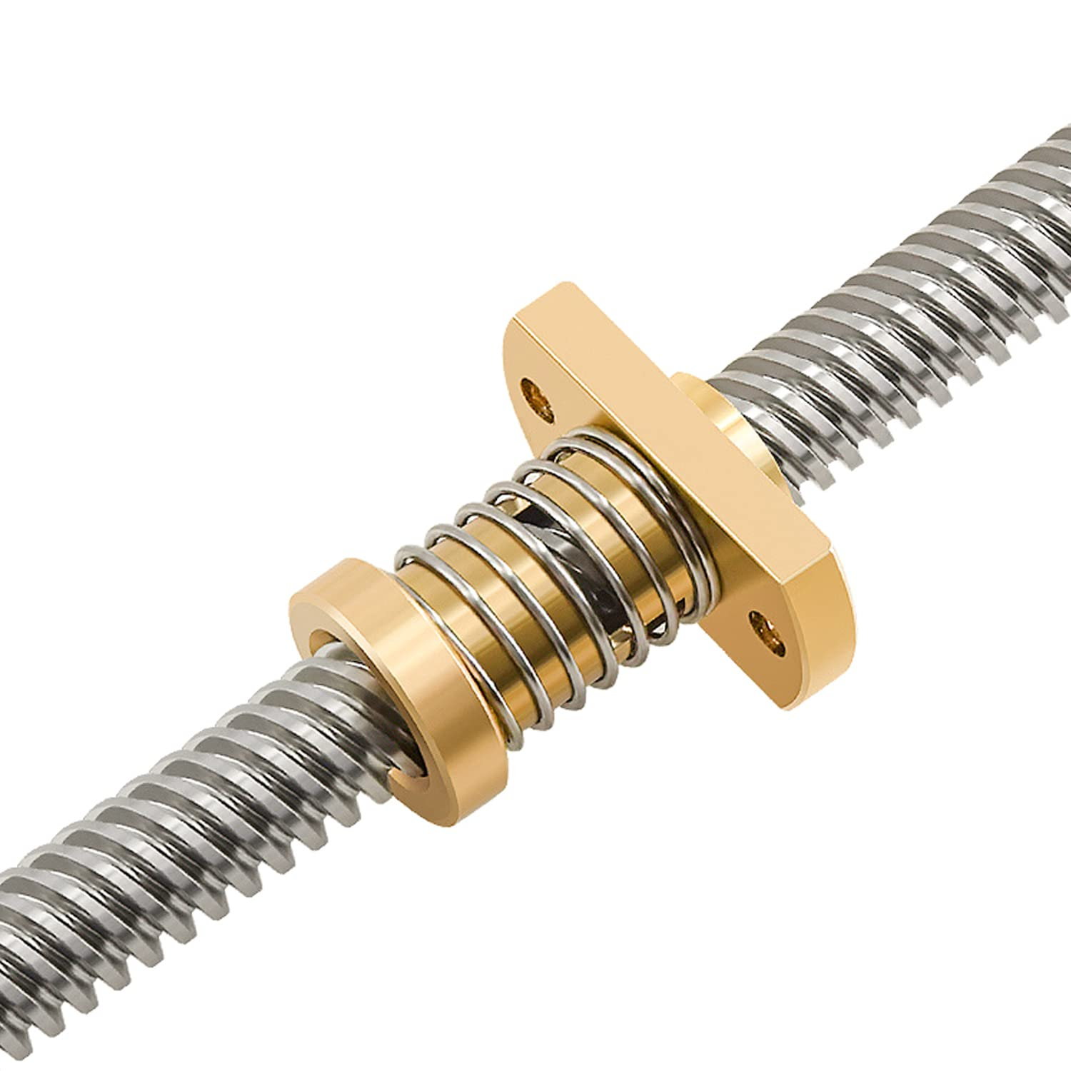 Lokkr 3Pcs T8 Tr8X8 anti Backlash Nut, Spring Loaded Nut (Pitch 2Mm Lead 8Mm) Lead Screw Brass Nuts for Ender 3/Ender 3S/Ender 3 Pro/Ender 3 V2/CR-10, CNC, 3D Printer Parts image number 2