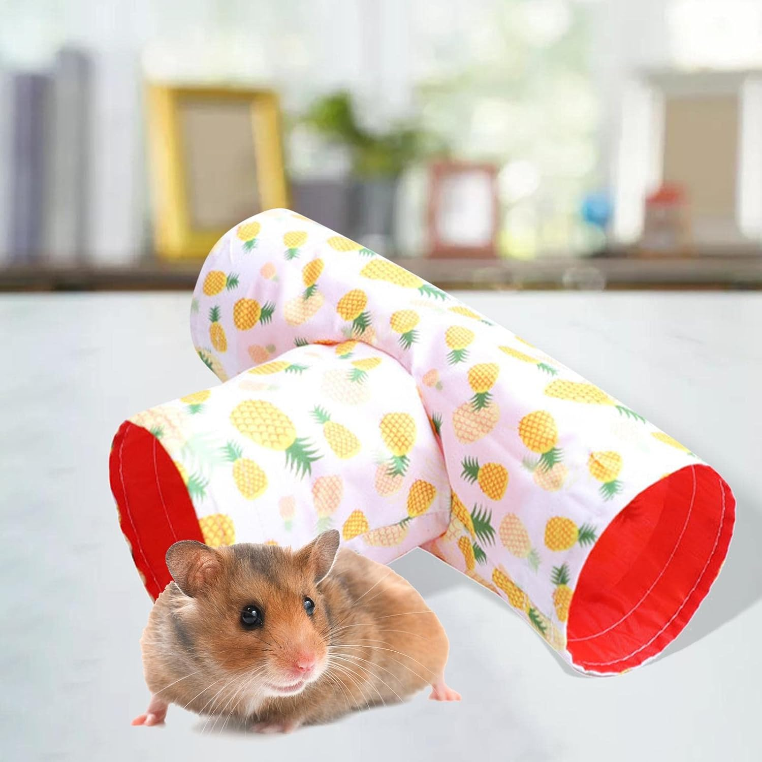 Prettyia Small Pet Animals Tunnel Tube Toy for Hamster/Gerbil Rat/Guinea Pig/Chinchilla/Squirrel, Yellow Pineapple image number 2