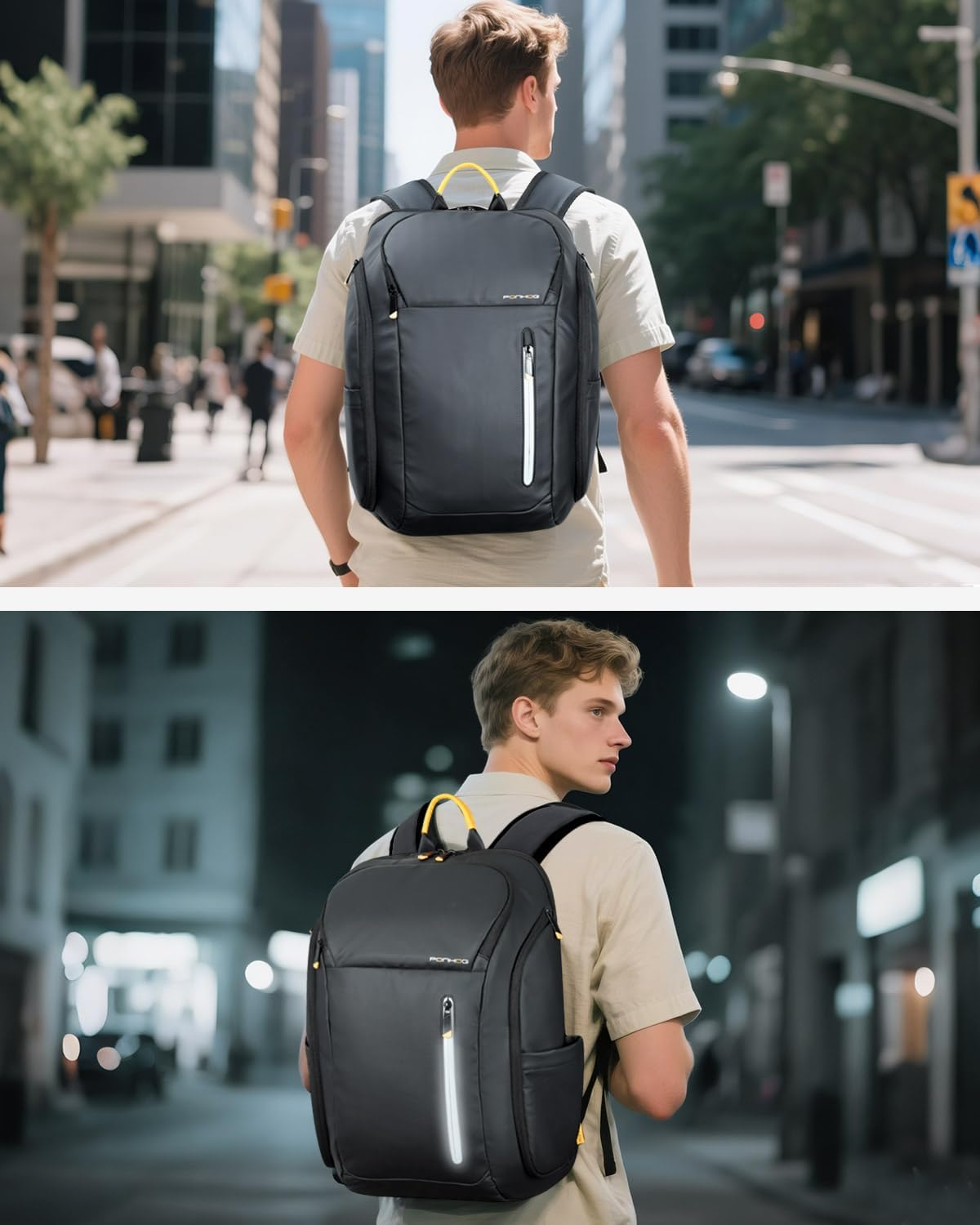 Ponhog Laptop Backpack for Men, Business Backpack with USB Charging Port anti Theft Computer Backpack image number 6