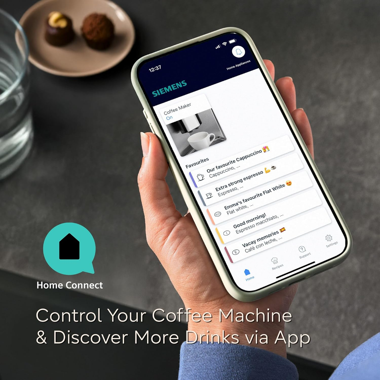 SIEMENS EQ700 Fully Automatic Bean to Cup Coffee Machine, 5" Touch Screen Display, Cold Brew/Slow Brew, Cappuccinatore, 30+ Coffee Beverages, Home Connect, TP715GB1, Morning Haze image number 5