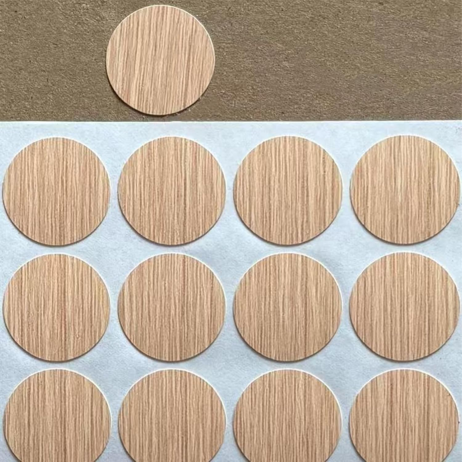 Suytvenxau Screw Hole Stickers Self Adhesive, 162 Pcs 21Mm round PVC Stickers to Cover Screws for Furniture Repair (Natural Wood) - Walnut image number 6