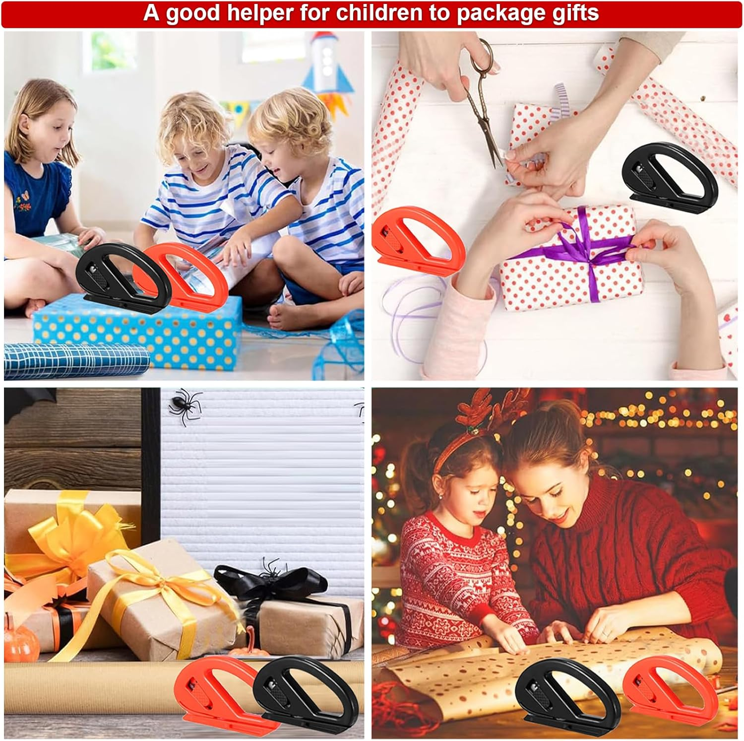 YQQZQ Sliding Gift Wrapping Paper Cutter,2Pack Sharp Paper Cutting with 6Pcs Stainless Blades for Christmas New Year Wedding Birthday Gift Wrapping Paper image number 4