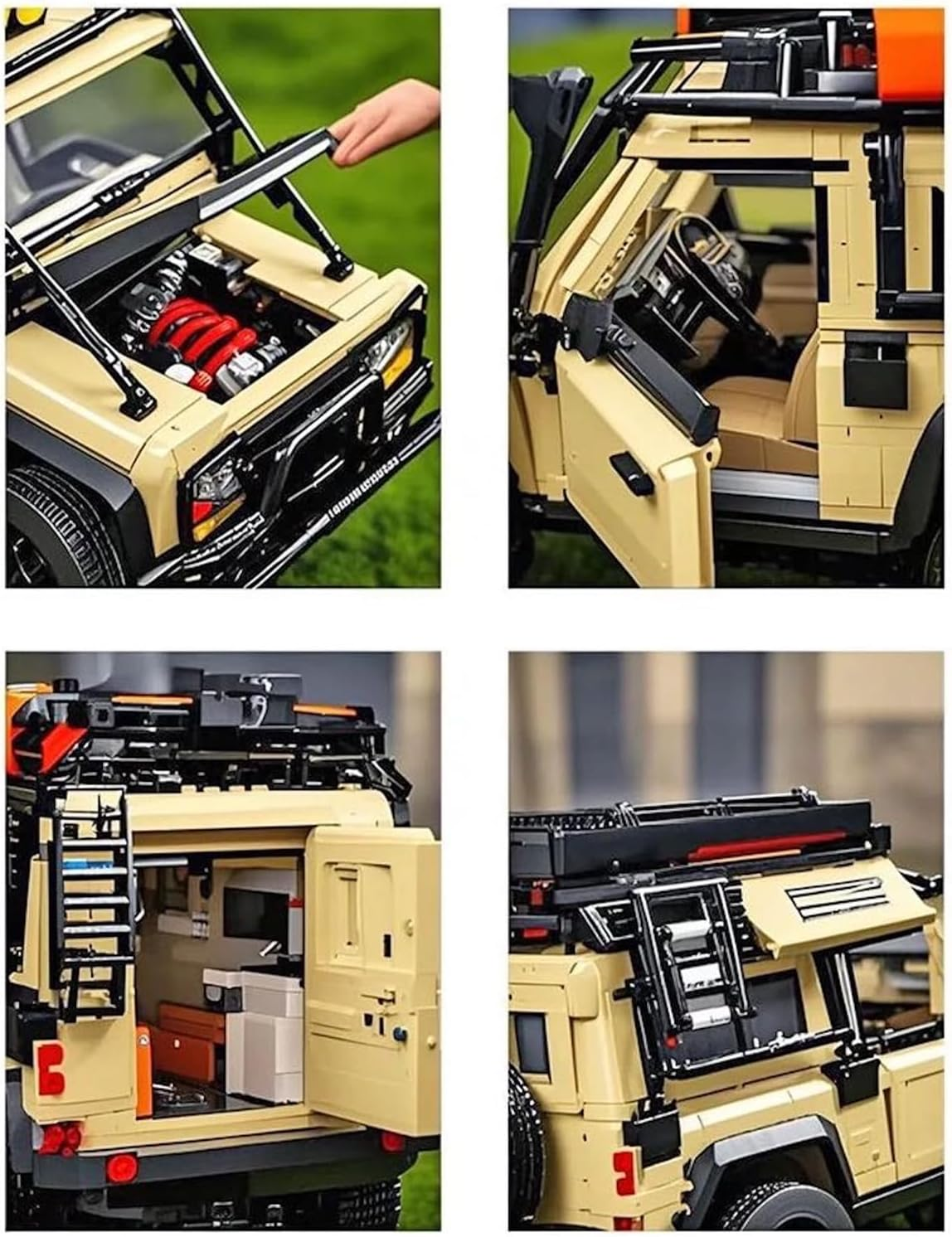 Land Rover Defender Building Block Set, 2766 PCS off Roader Camper Model Kit with Camping Tables, Chairs and Gear, Camping Car Building Toy for Kids 6+ and Adults, Compatible with image number 5
