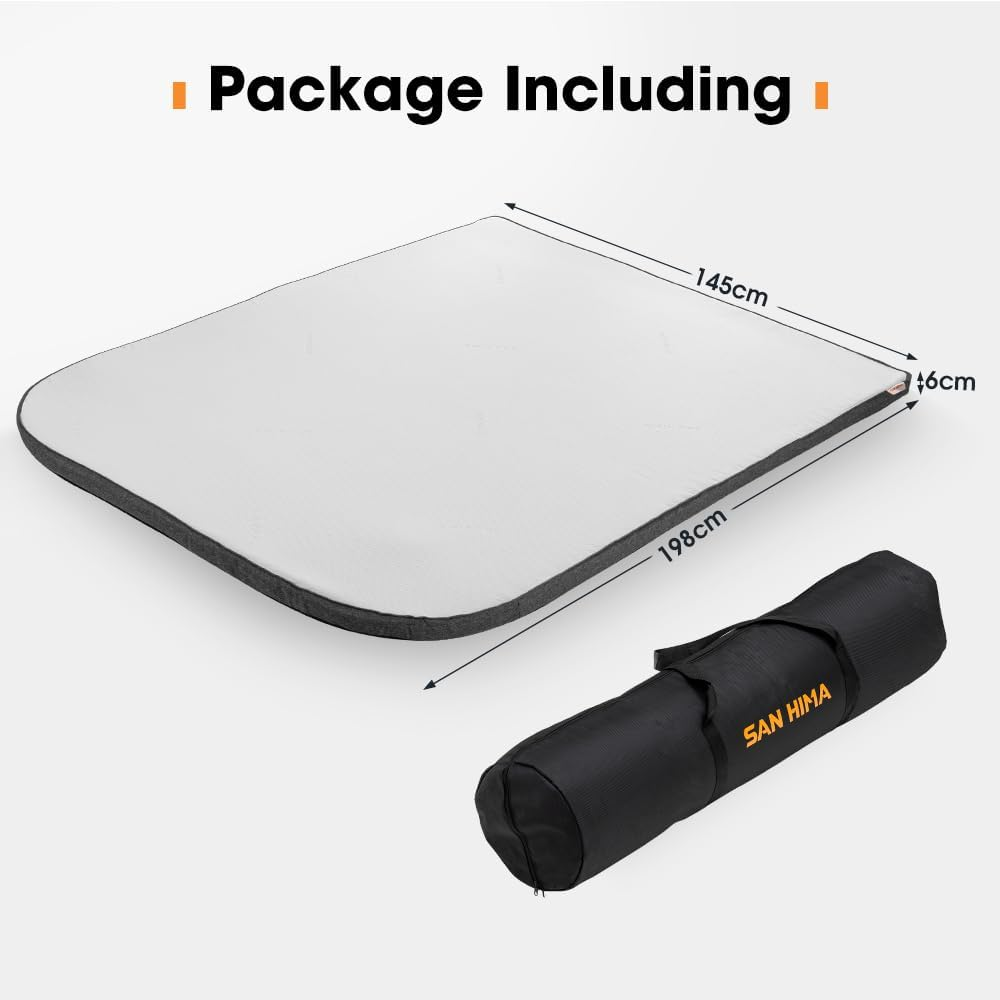 San Hima Camping Foam Mattress Topper Memory Foam 198X145X6CM - Plush 40D Gel-Infused, Lightweight Cool Tencel Cover, Enhances Sleep Comfort, Easy to Pack & Travel, Ideal for Caravan Bed image number 1