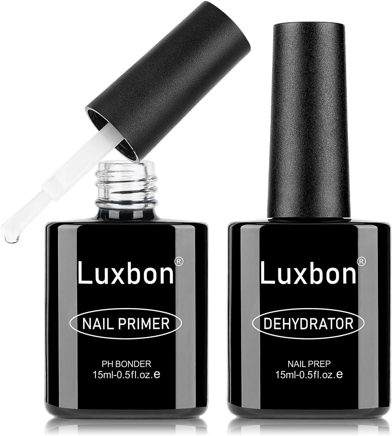 Luxbon 2 Pcs 15Ml Nail Primer & Nail Dehydrator Set - Long Lasting, Shine Finish, UV LED Nail Lamp Soak off Gel Nail Prep Set Manicure