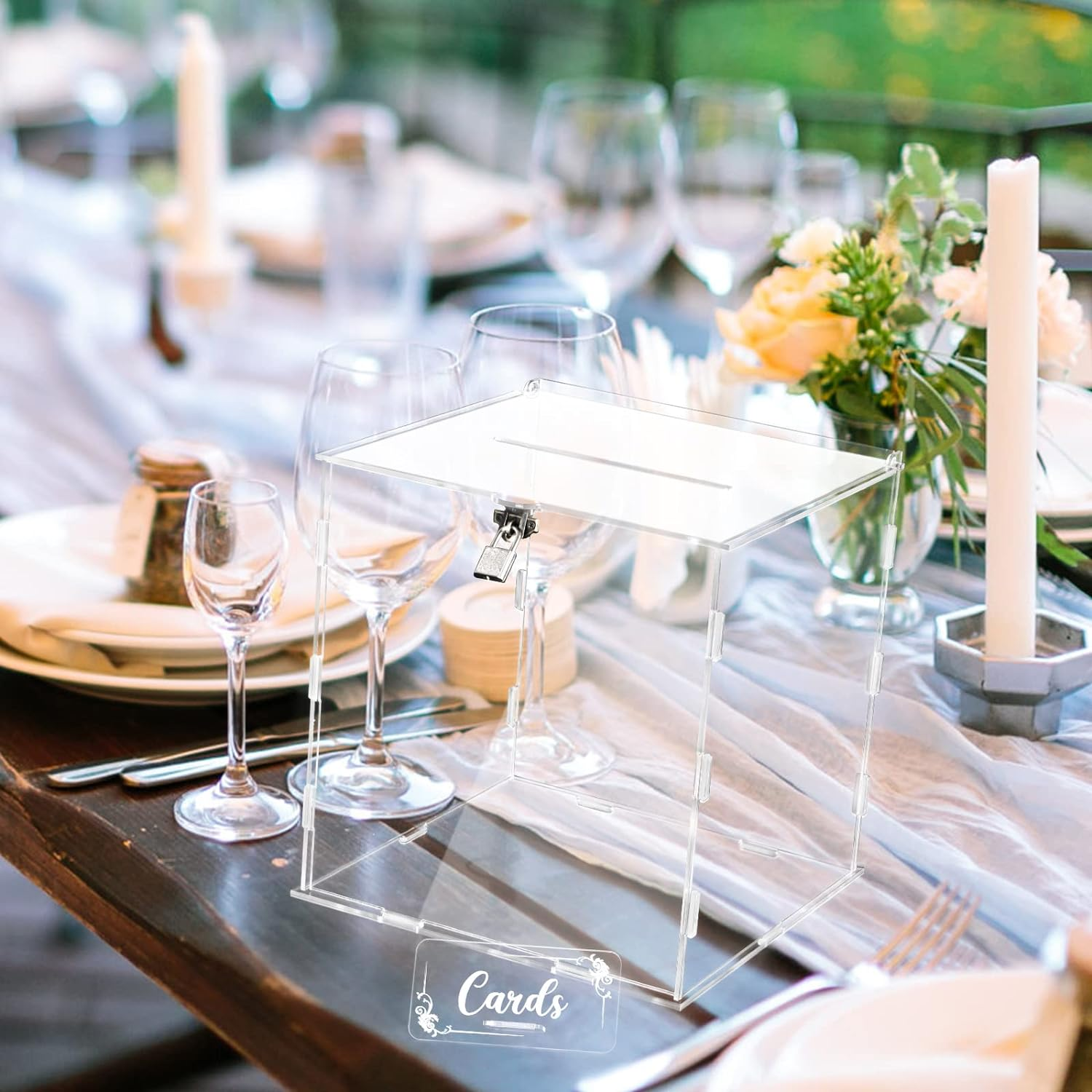 Clear Card Box for Wedding Reception,Acrylic Blank Wedding Card Box for Party, Anniversary,Wishing Well, Money Box Holder image number 6