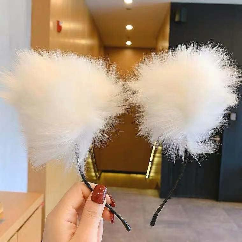 Light up Headbands LED Cat Ears Headband Faux Fur Hair Hoop Cute Colored Light for Xmas Party Cosplay Halloween Birthday image number 2