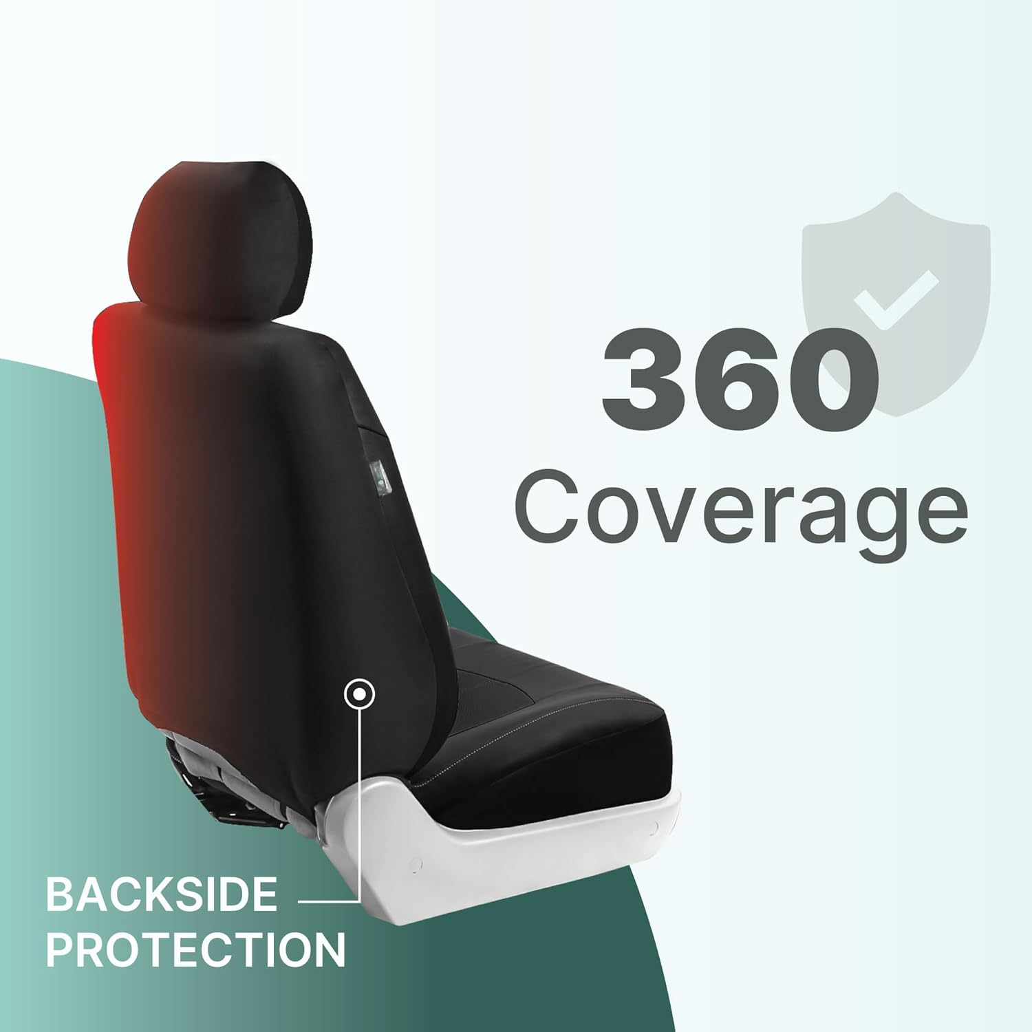 FH Group Universal Fit Front Car Seat Cover - Faux Leather (Black), Set of 2 image number 2