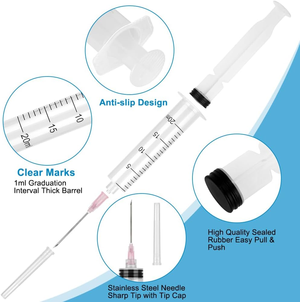 24 Pack Disposable 20Ml/Cc Syringes with Needle 18G 1.5&rdquo;, Sterile Measuring Syringe Tool Individually Packaged for Scientific Labs, Epoxy Resin, Craft, Machine Oil, Ink or Glue Applicator image number 3