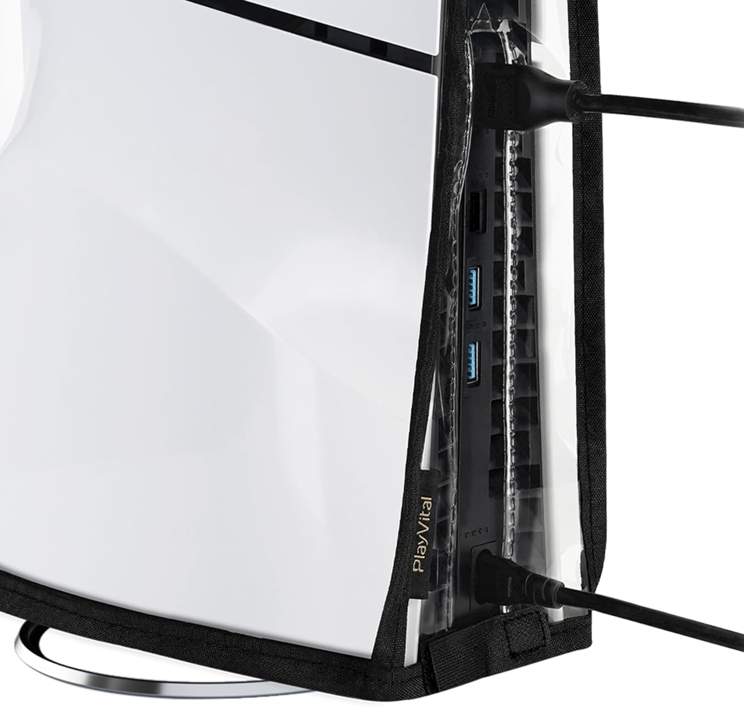 Playvital Vertical Dust Cover for Ps5 Slim Disc Edition(The New Smaller Design), Transparent Dust Proof Protector Waterproof Cover Sleeve for Ps5 Slim Console - Gray image number 6