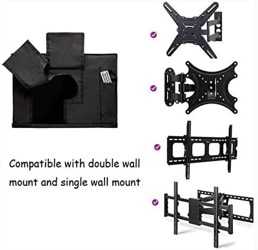 Outdoor TV Cover Waterproof UV Flat Screen Protection Cover for 22&rdquo; to 75&rdquo; TV Indoor Dust-Proof UCARE Furniture Cover Fits Most Mounts and Brackets Black (60-65&rdquo;) image number 5