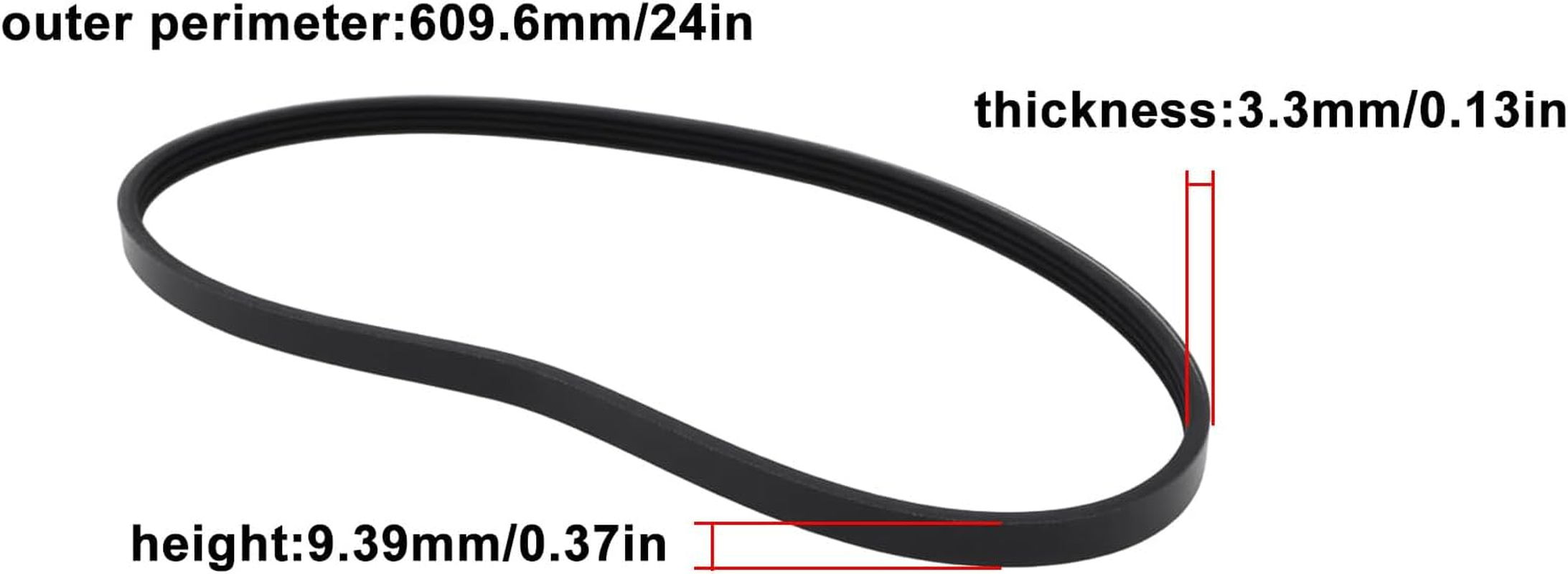 Ecsing 2Pcs Ribbed Drive Belt Bandsaw Belt Replacement 4Pj610 1-JL20020002 Compatible with Craftsman 119.224000 119.224010 24X0.37X0.13 Inch image number 4