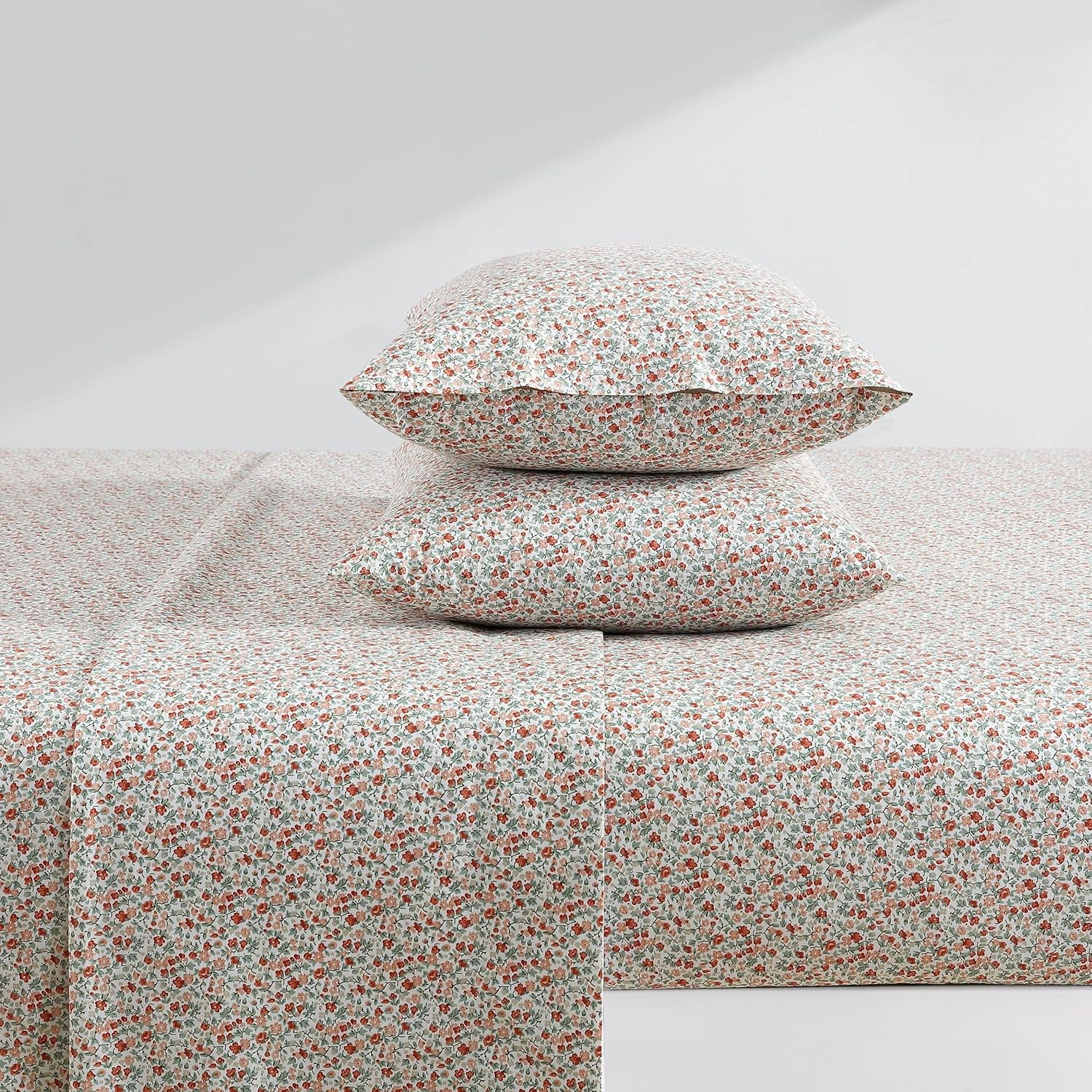 Laura Ashley - Full Sheets, Cotton Percale Bedding Set, Lightweight & Breathable Home Decor (Emogene Burnt Orange, Full) image number 5