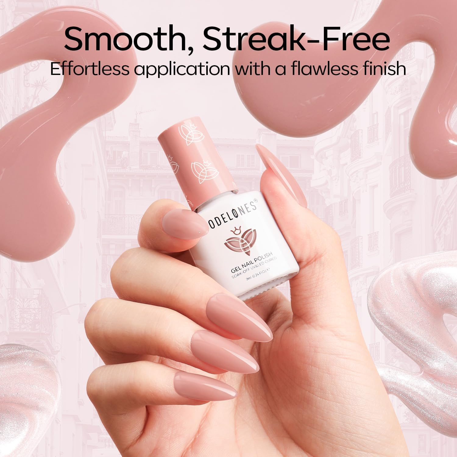 Modelones Gel Nail Polish Kit with U V Light, 4 Colors Gel Mini Salon, Base&Top Coat and Stickers, Milky White Nude Pink Glitter Fall Manicure Set, DIY Home Nail Art Decoration Kit, Gift for Women image number 3