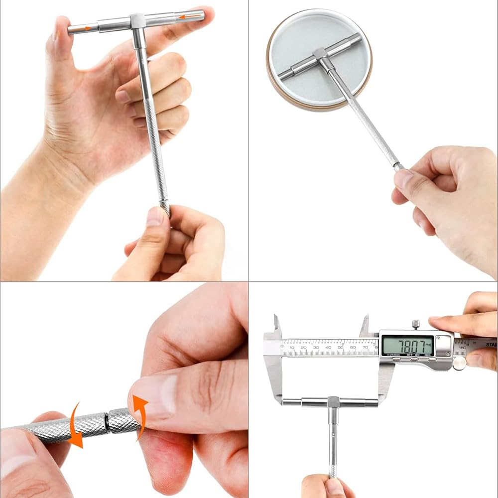 6-Piece Telescopic Bore Gauge Set 5/16"-6" with Lock,Precision T-Gauge Hole Measurement Kit,Automotive & Mechanic Tools image number 6
