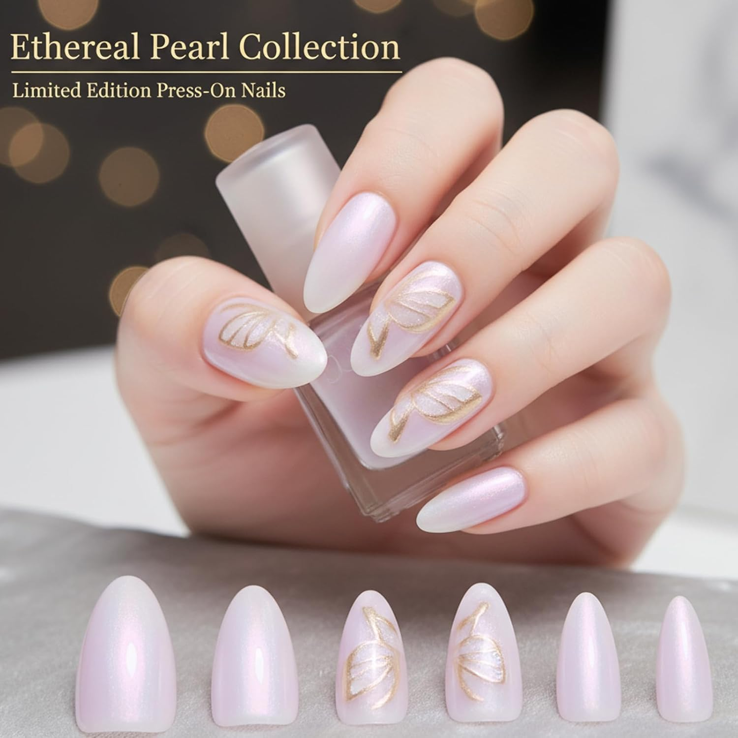 Press on Nails, 24-Piece Gold Butterfly Purple Fake Nails, Medium Length Stick on Nails for Women and Girls, Easy Application for Daily Decoration and Special Occasions image number 6
