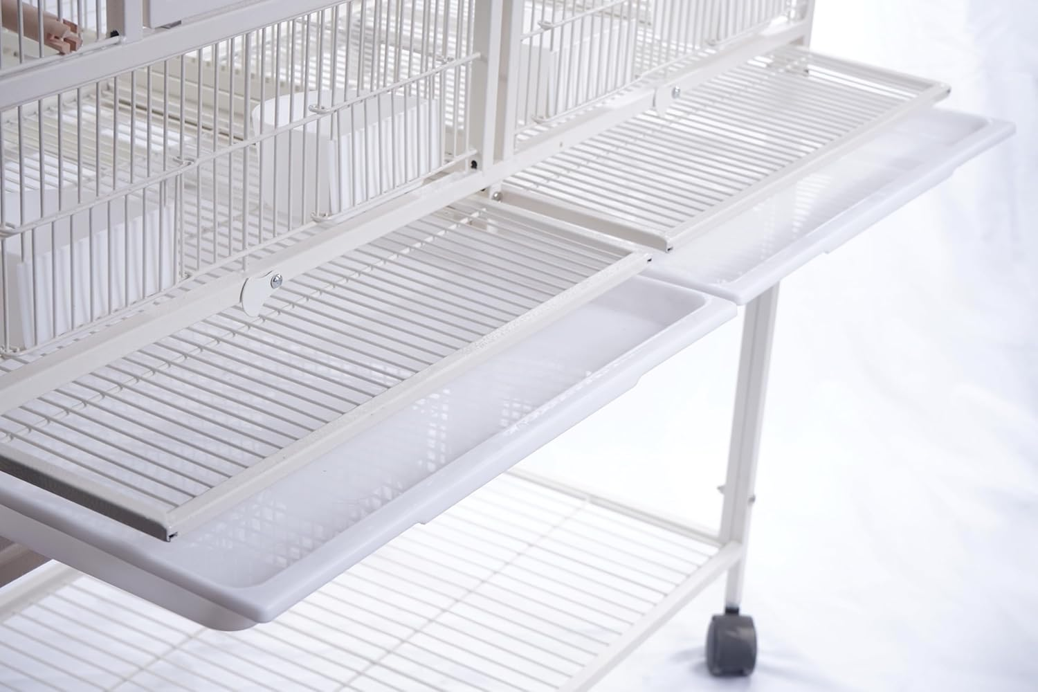 YES4PETS White Breeding Bird Budgies Aviary Cage Shelf Lockable Wheels