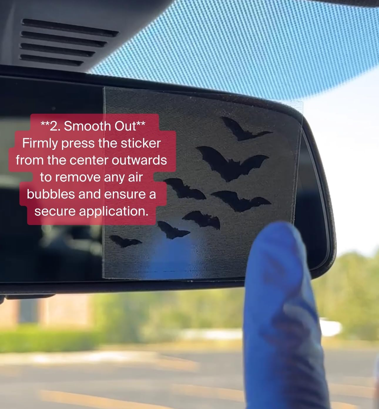Rearview Mirror Halloween Bat Decal Car Window Bumper Vinyl Sticker 1.8 Inch image number 3