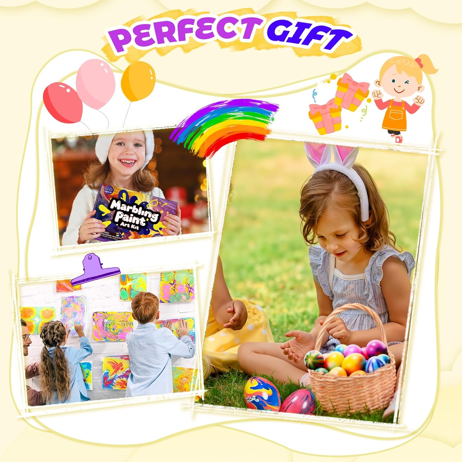 Wukon Water Marbling Paint Kit - Arts and Crafts for Kids, Water Marbling Paint Birthday Gifts Ideas for Girls & Boys Ages 8-13 5-7 3-6, Marbling Ink Art Supplies Crafts Toys Kits for 3+Years Old image number 6