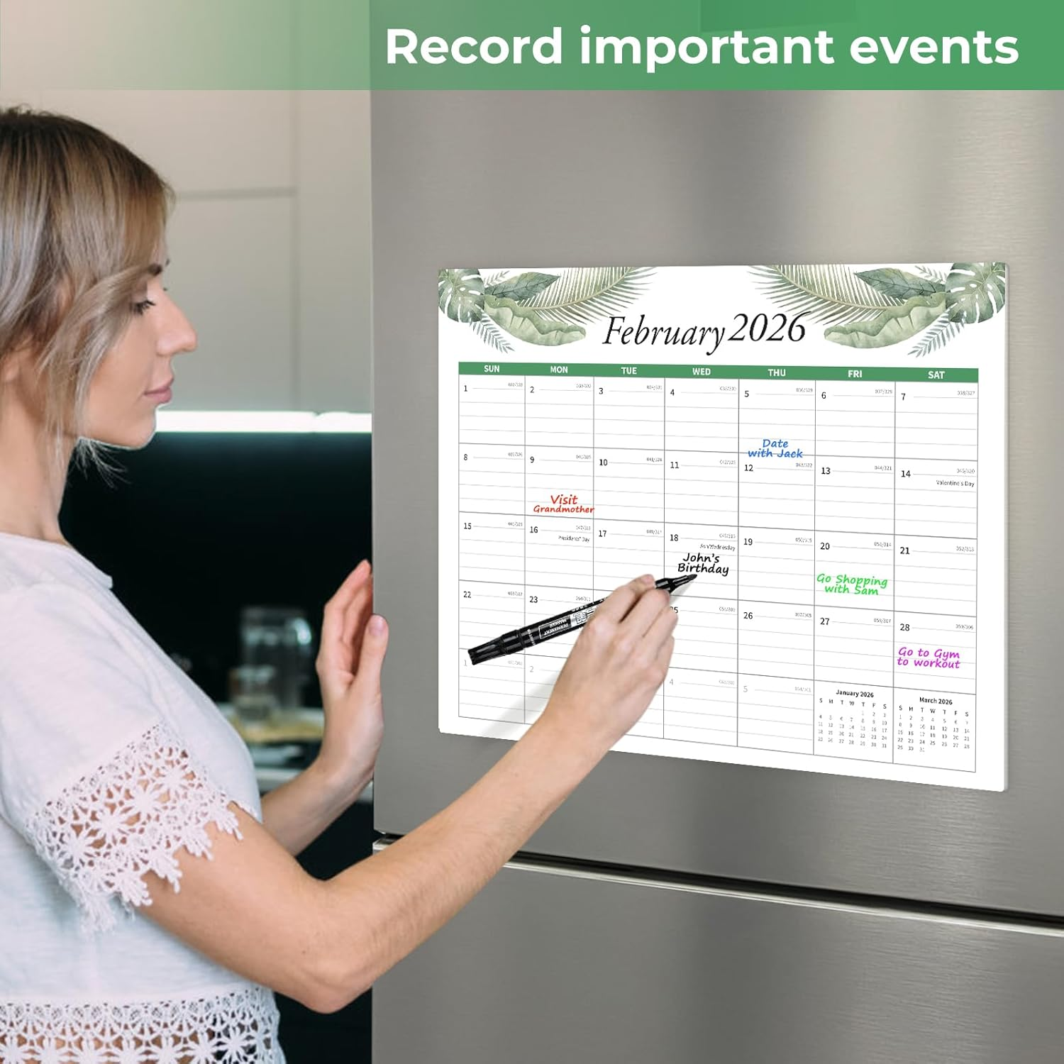 Calendar 2023 - Magnetic Calendar for Fridge, Runs from January 2023 until June 2024, Fridge Calendar 2023-2024 for School, Office & Home Planning and Organizing,15"X12" In image number 3