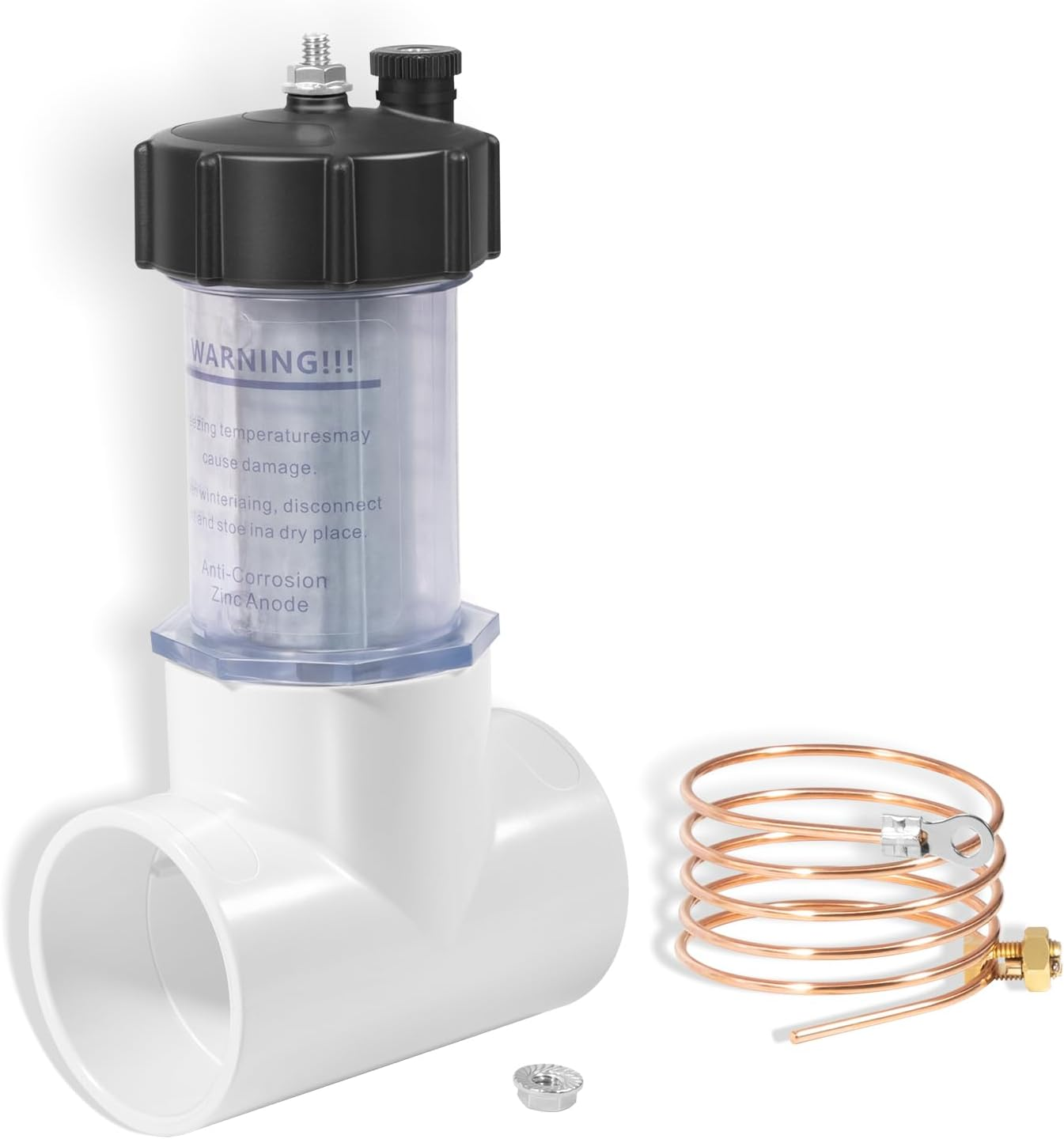 104-D Pool Inline Zinc Anode Replacement 2'' for Saltwater Pools &ndash; Anti-Corrosion Sacrificial Anode with Copper Wire (Fits 104D/104-D, Protects Metal Parts) image number 5