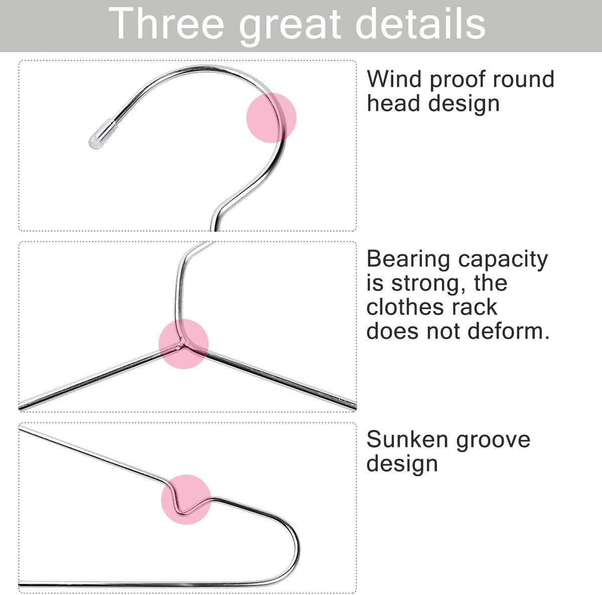 Wire Hangers 40 Pack Stainless Steel Strong Metal Wire Hangers Clothes 16.5 Inch by Timmy image number 3